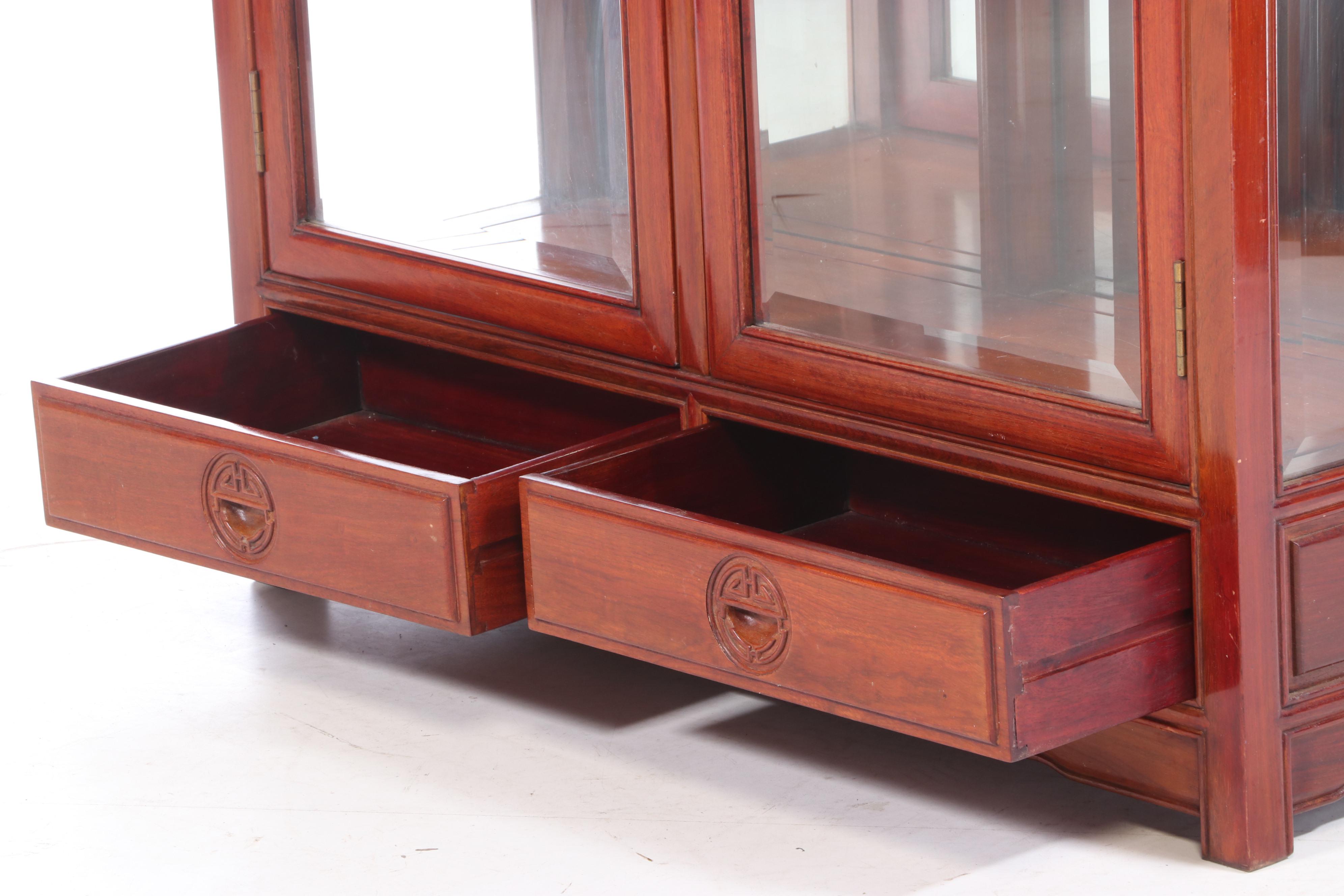 Thai Hardwood Mirror-Back Display Cabinet