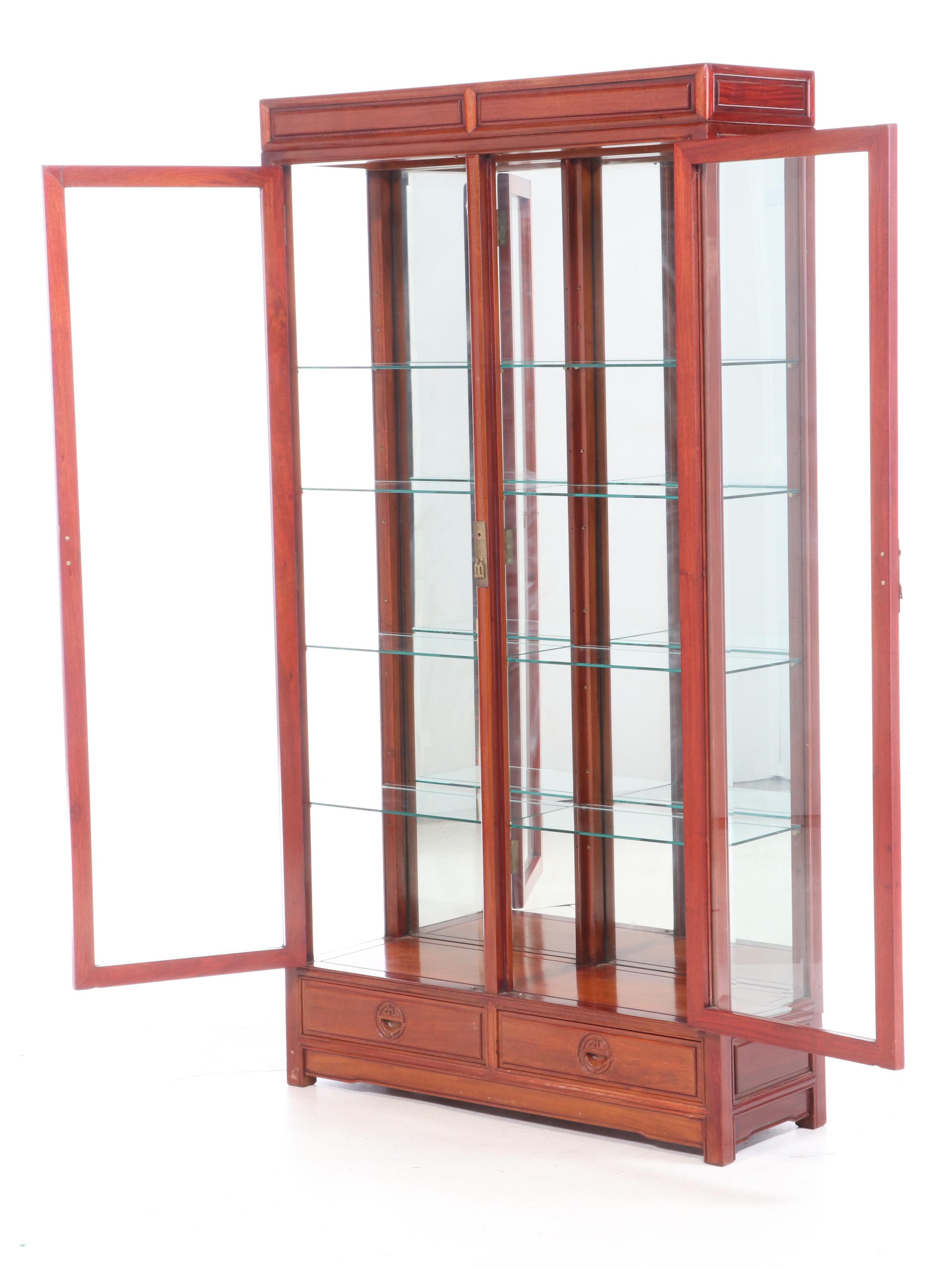 Thai Hardwood Mirror-Back Display Cabinet