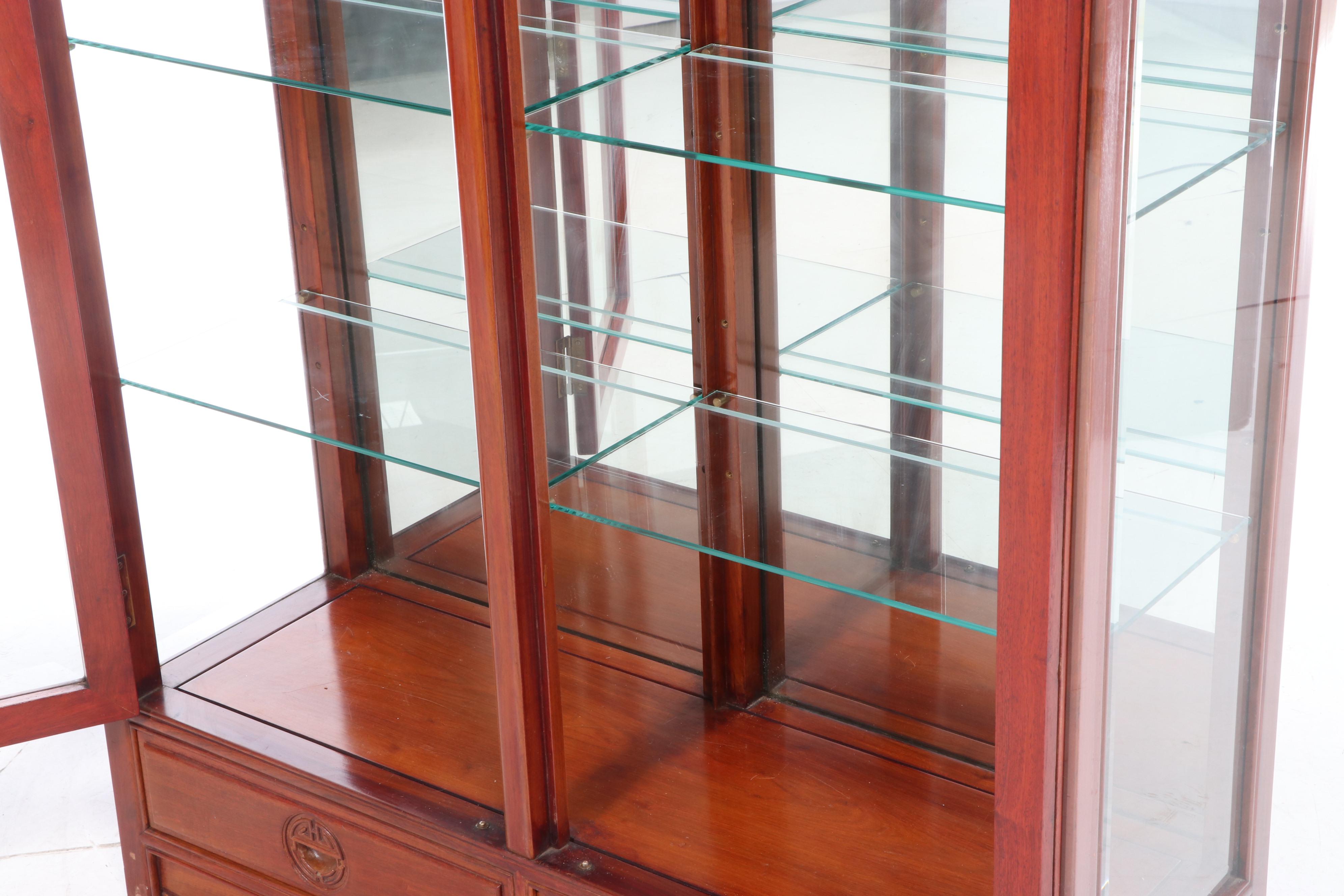 Thai Hardwood Mirror-Back Display Cabinet