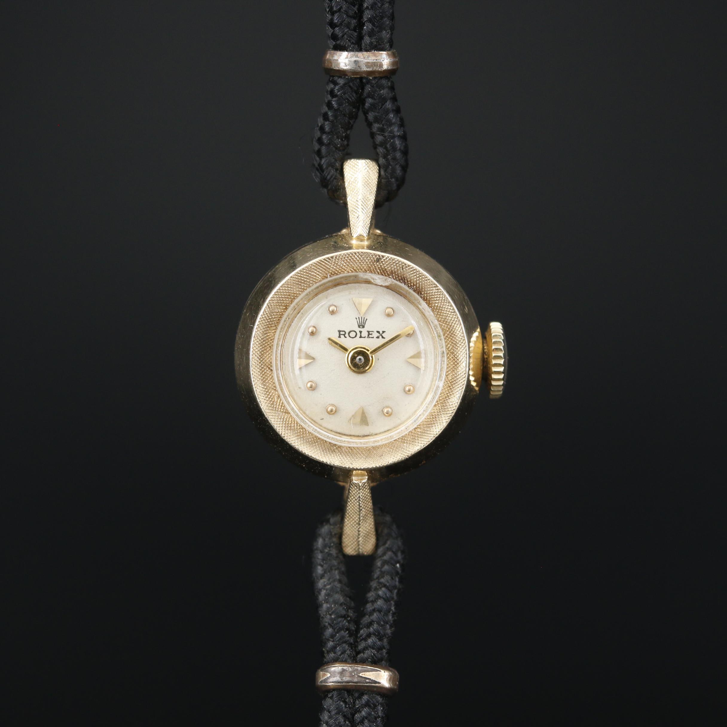 Vintage Rolex Orchid 14K Gold Stem Wind Watch