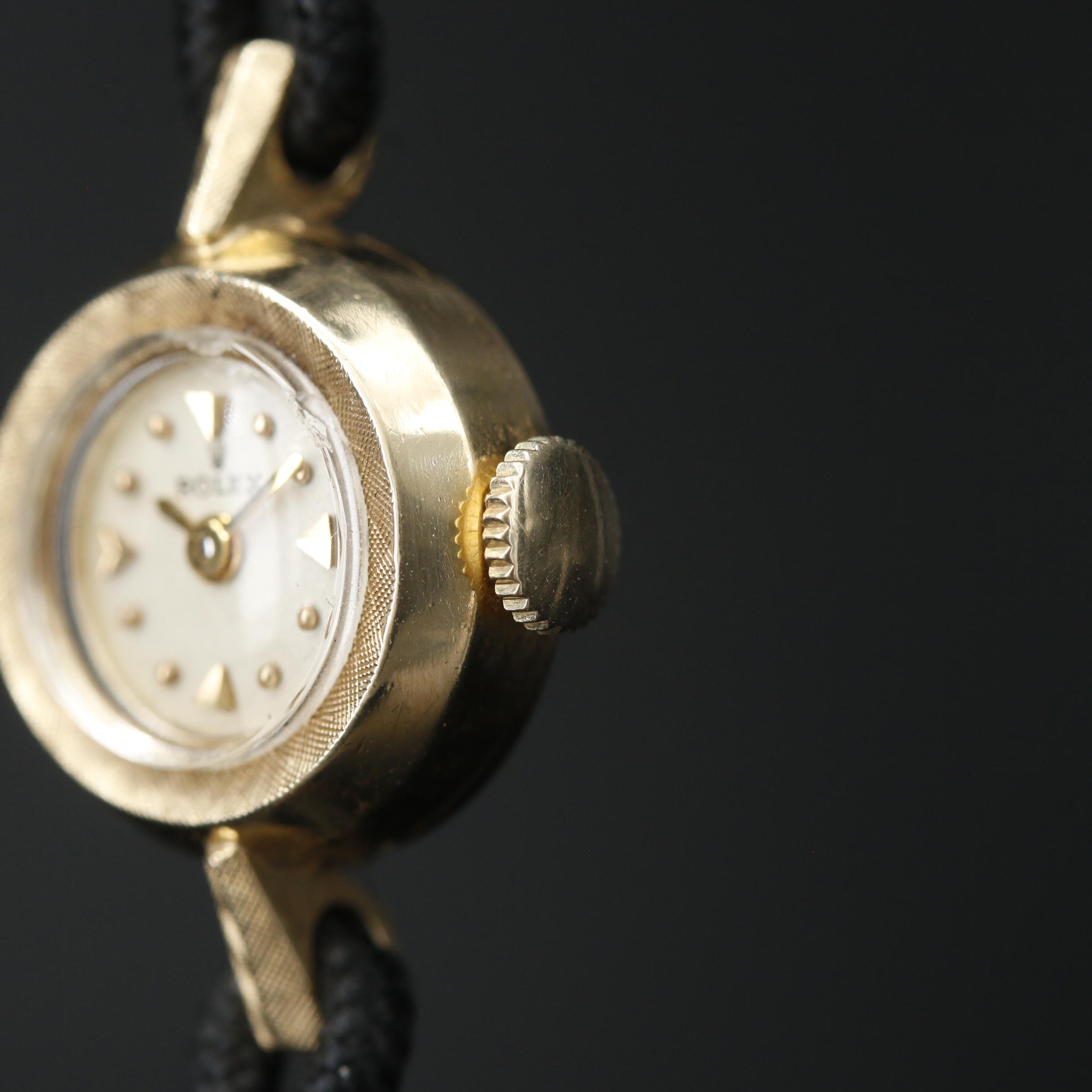 Vintage Rolex Orchid 14K Gold Stem Wind Watch