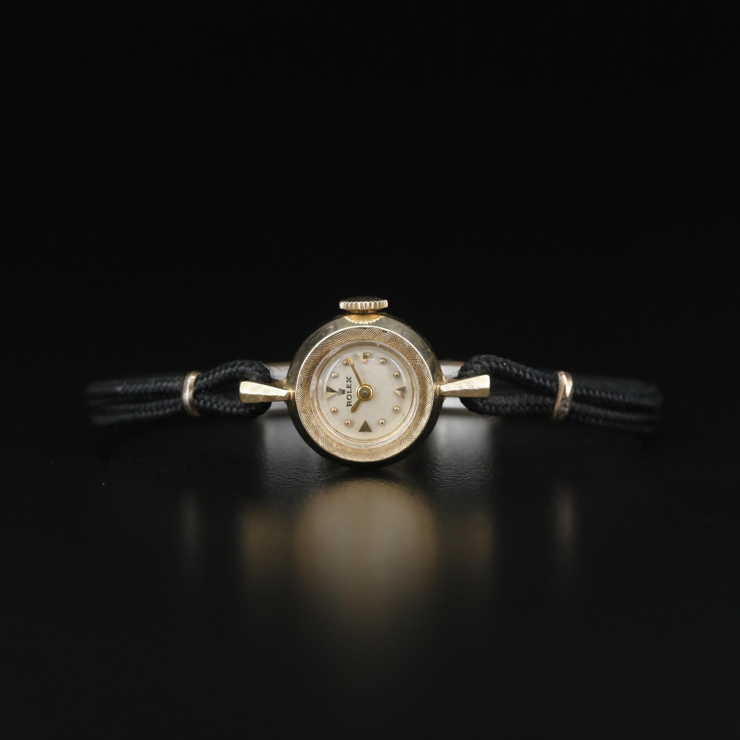 Vintage Rolex Orchid 14K Gold Stem Wind Watch