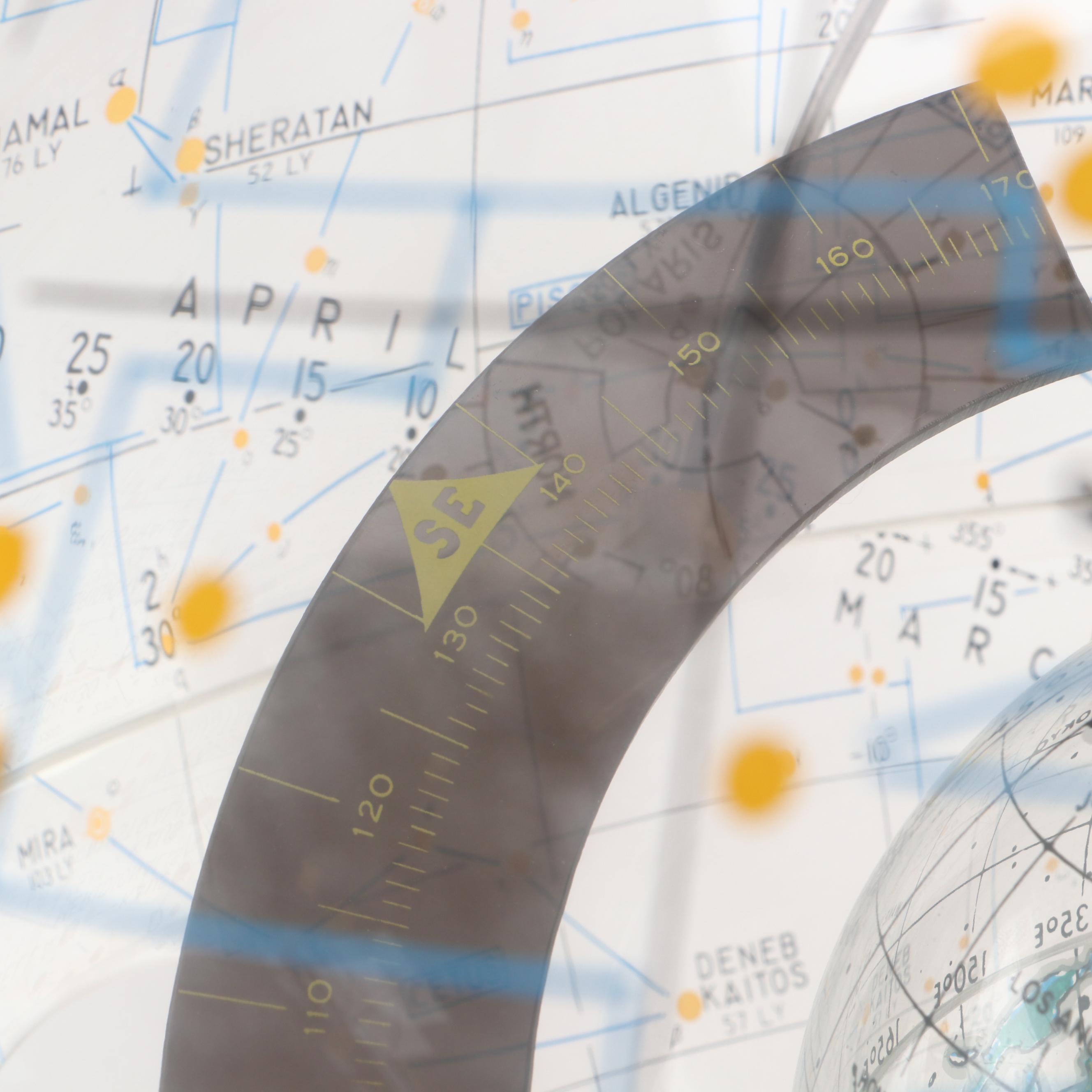 Robert Farquhar Transparent Plexiglass Celestial and Terrestrial Globe, 1978