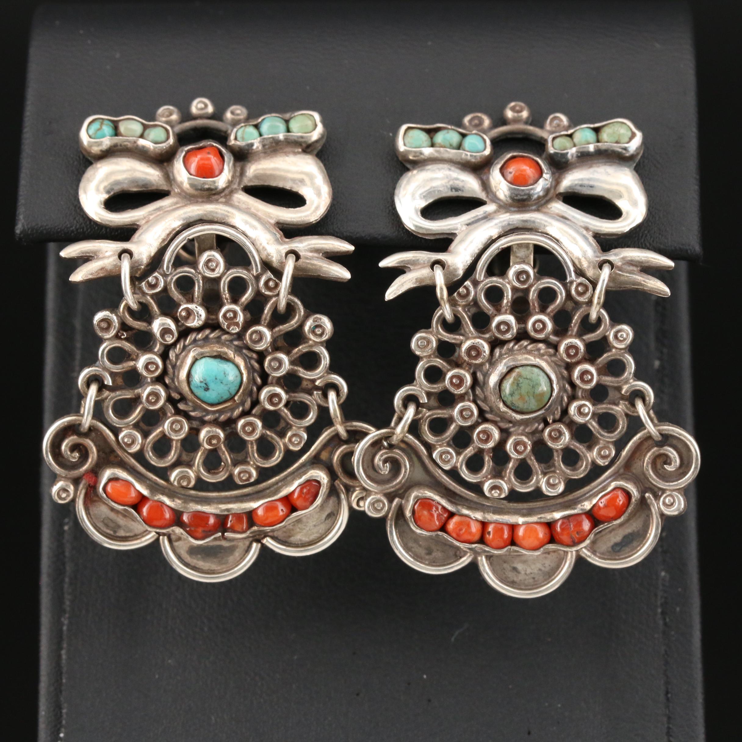 Mat-Matilde Poulat & Ricardo Salas Mexican Brooch and Clip-On Earrings Set