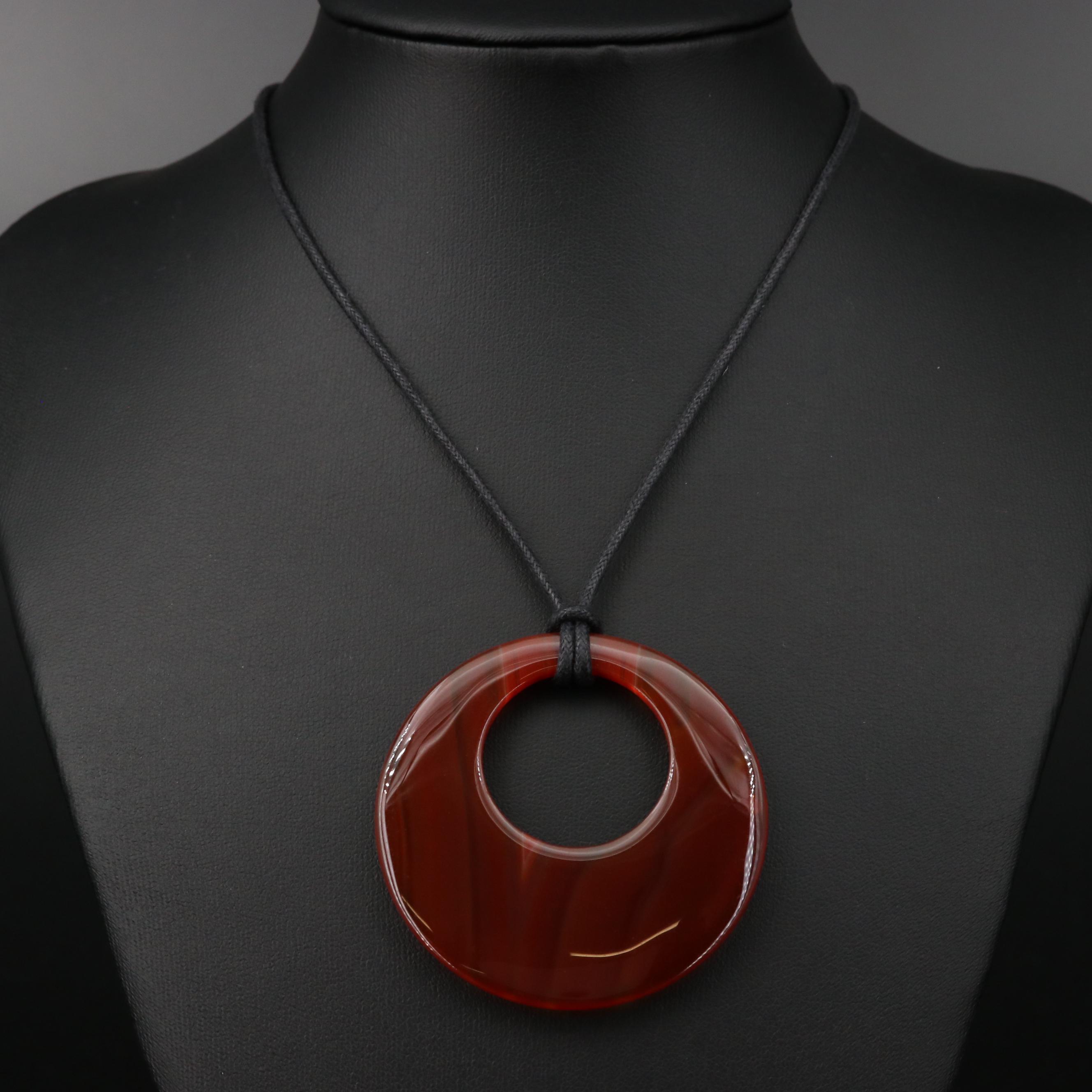 Agate Hoop Pendant Necklace
