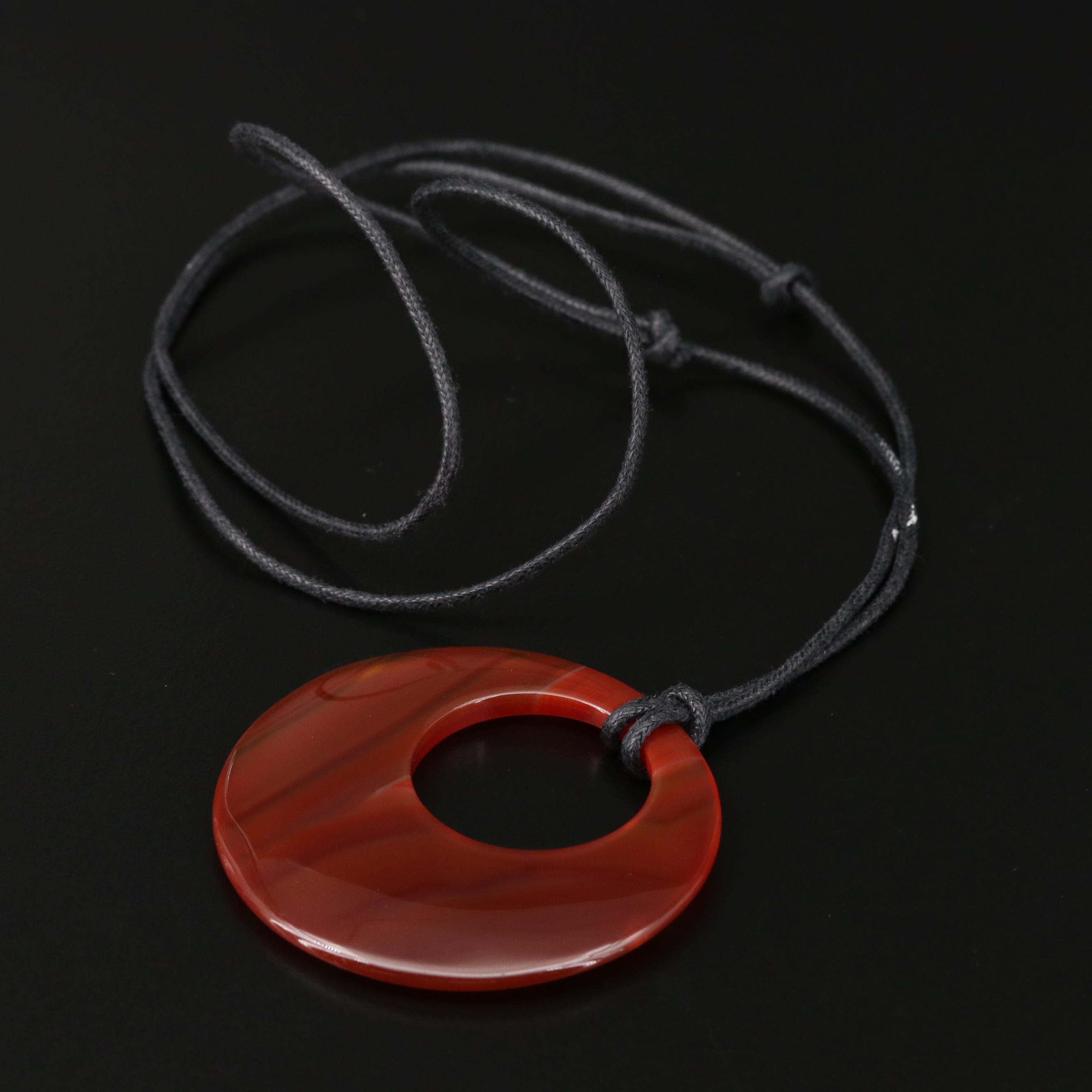 Agate Hoop Pendant Necklace
