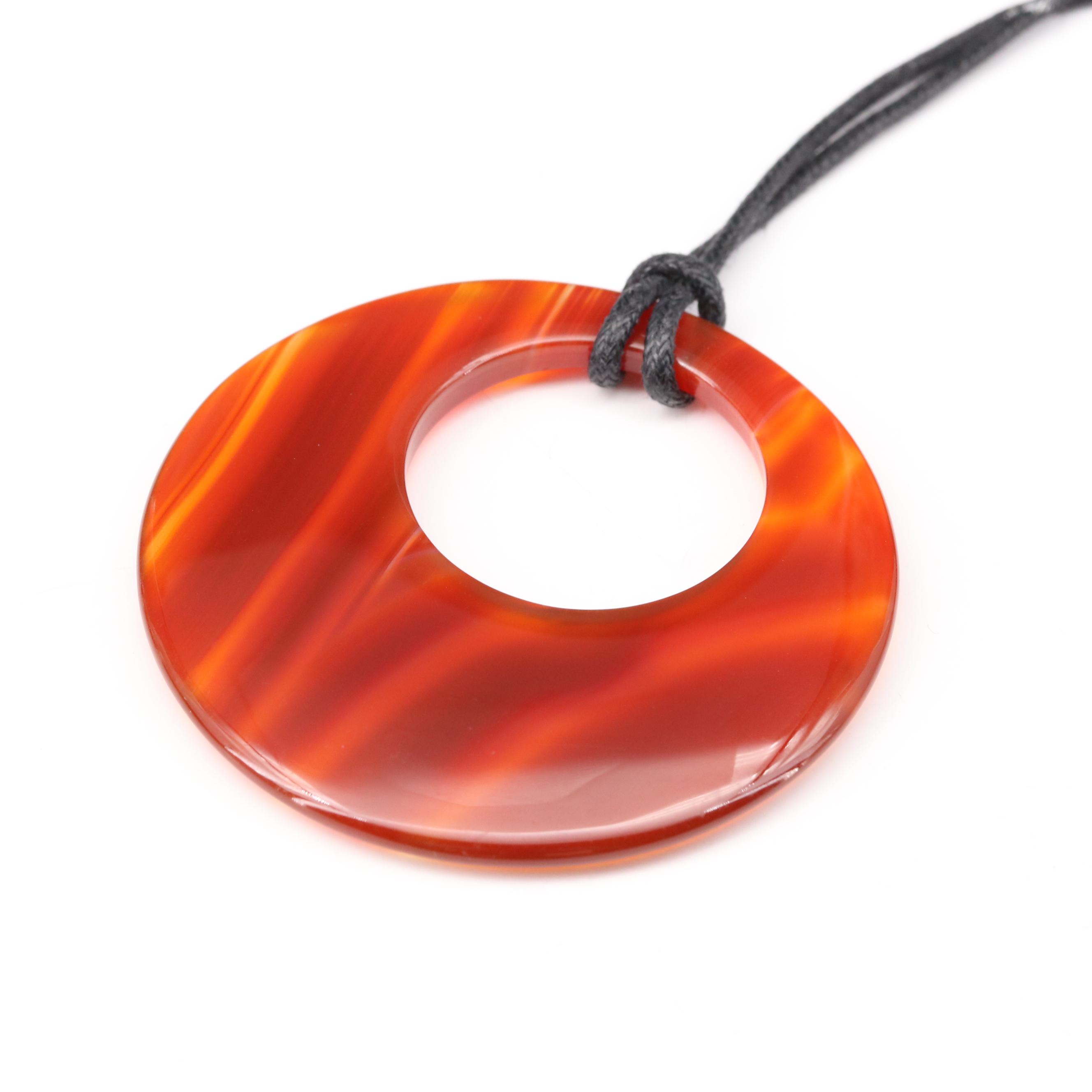 Agate Hoop Pendant Necklace