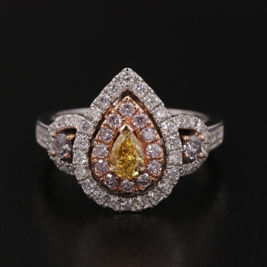 18K Gold 1.19 CTW Diamond Ring with 22K Accents