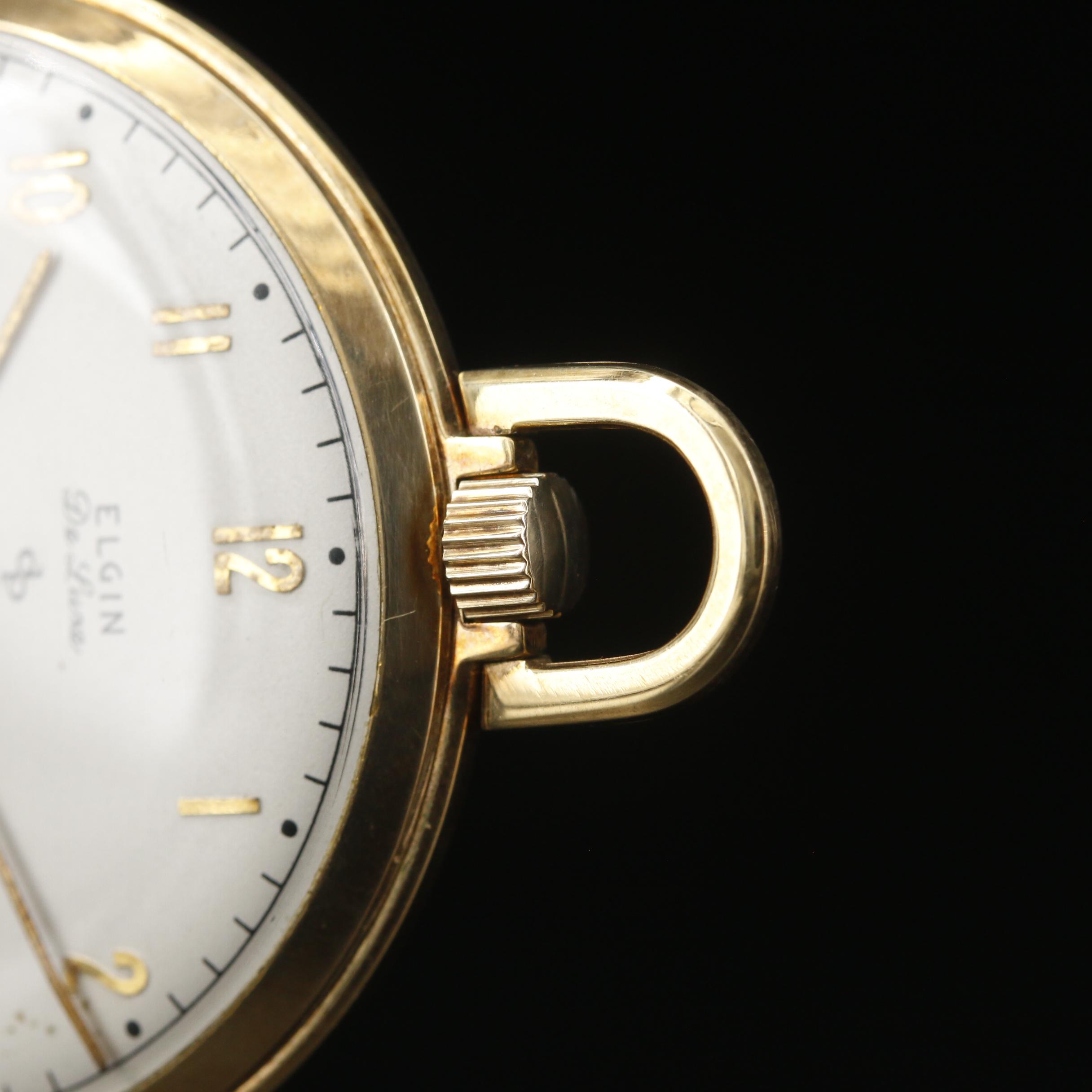 Vintage Elgin Deluxe 10K Gold Filled Open Face Pocket Watch