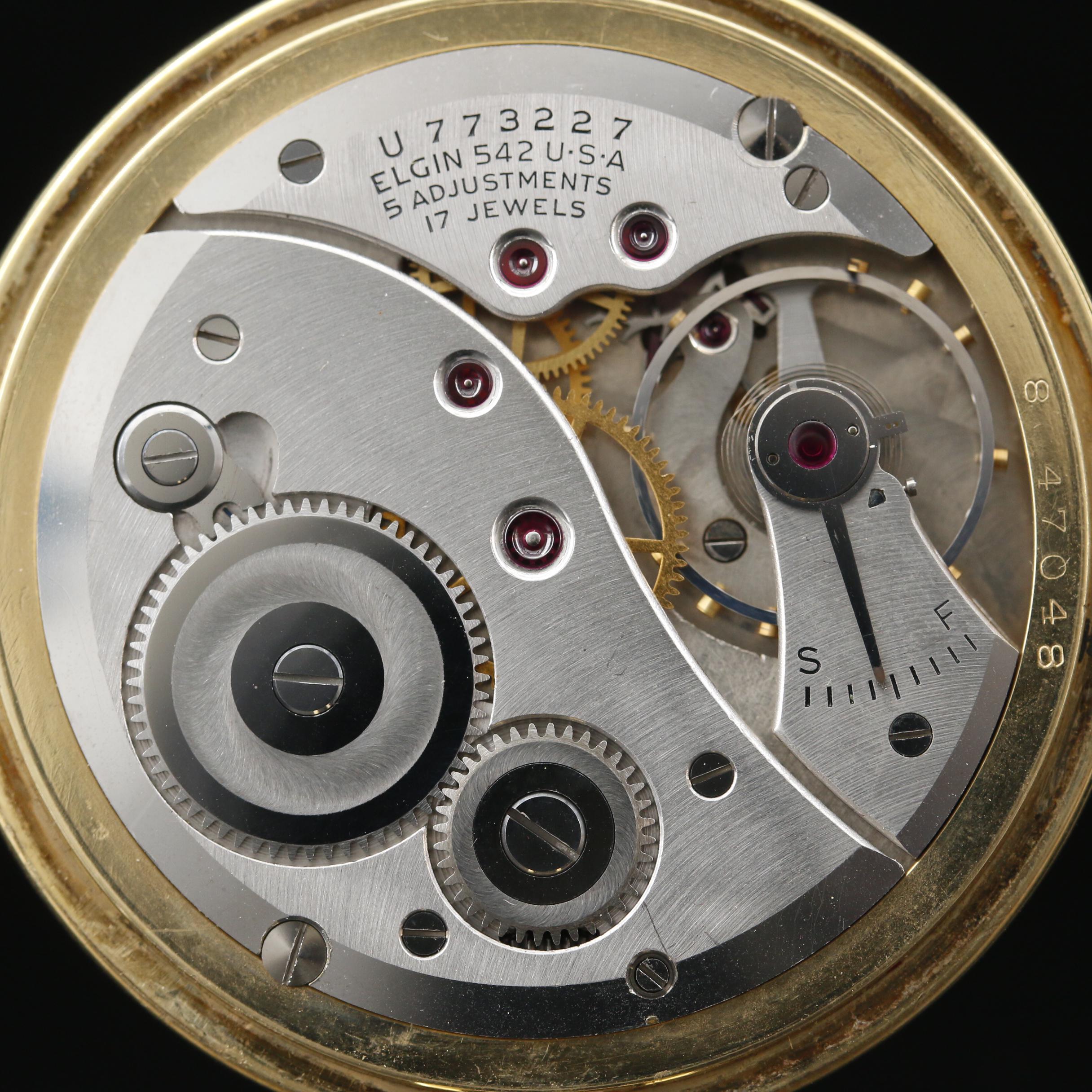 Vintage Elgin Deluxe 10K Gold Filled Open Face Pocket Watch