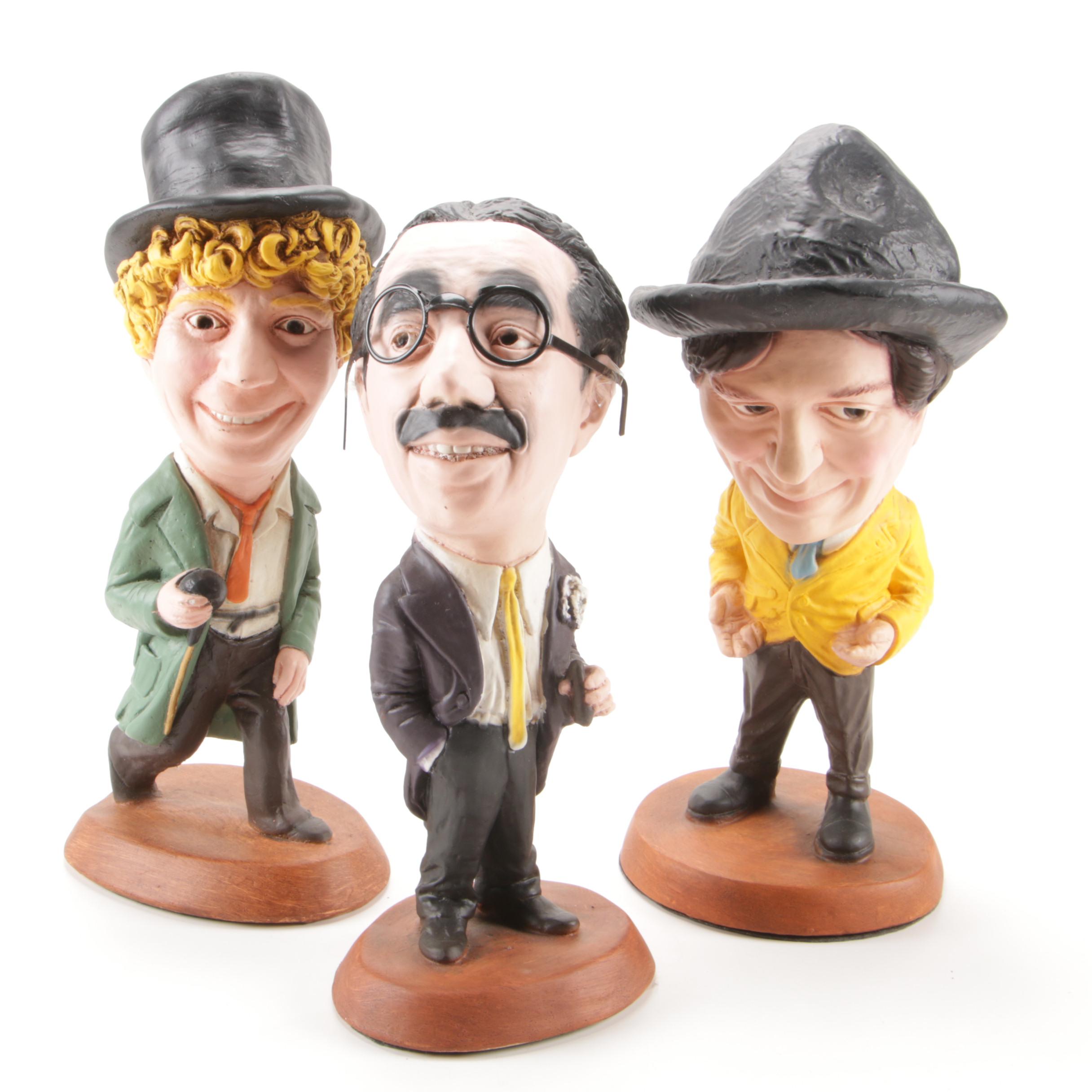 Cast Plaster Marx Brothers Figurines with Murray Hill Radio Broadcast Record Set