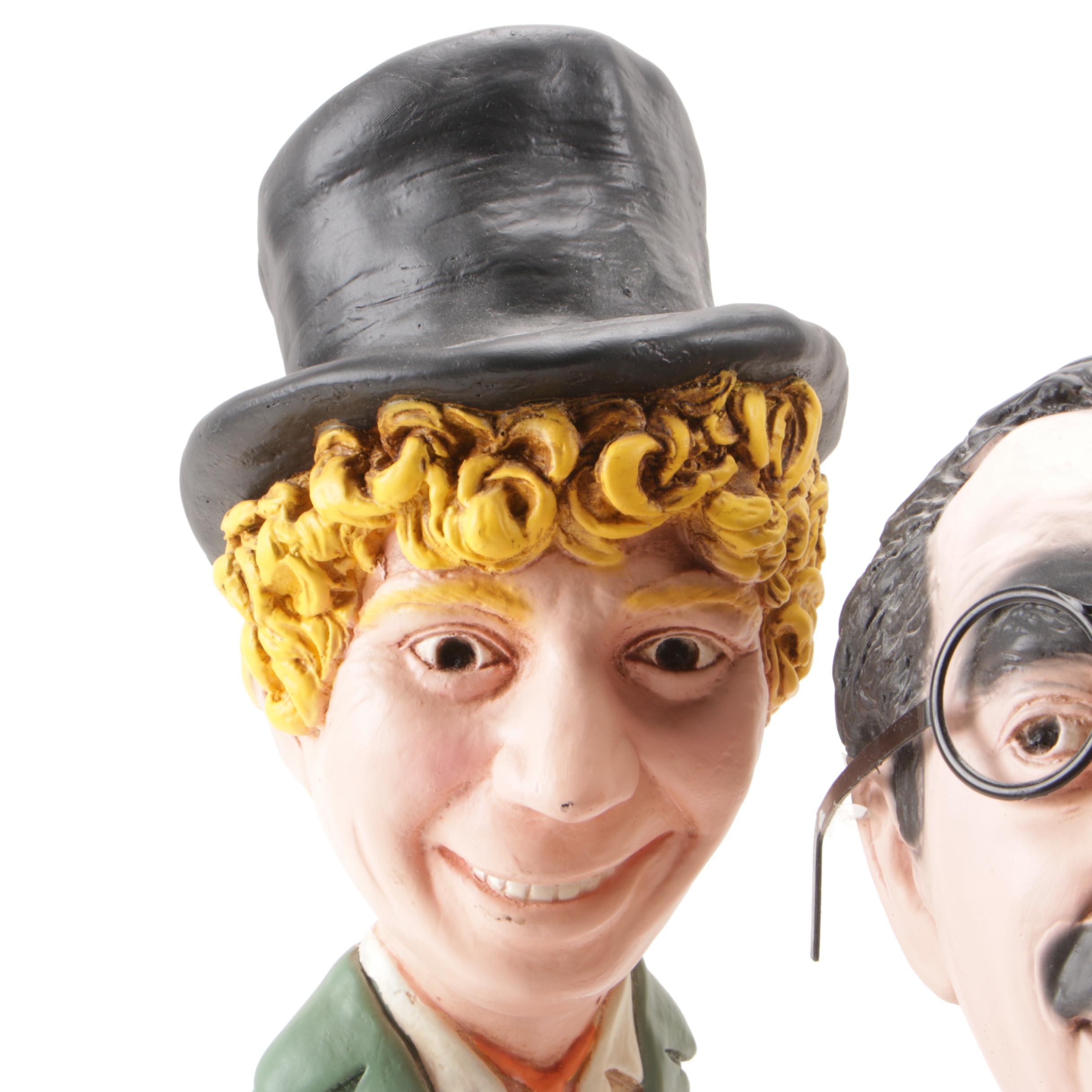 Cast Plaster Marx Brothers Figurines with Murray Hill Radio Broadcast Record Set