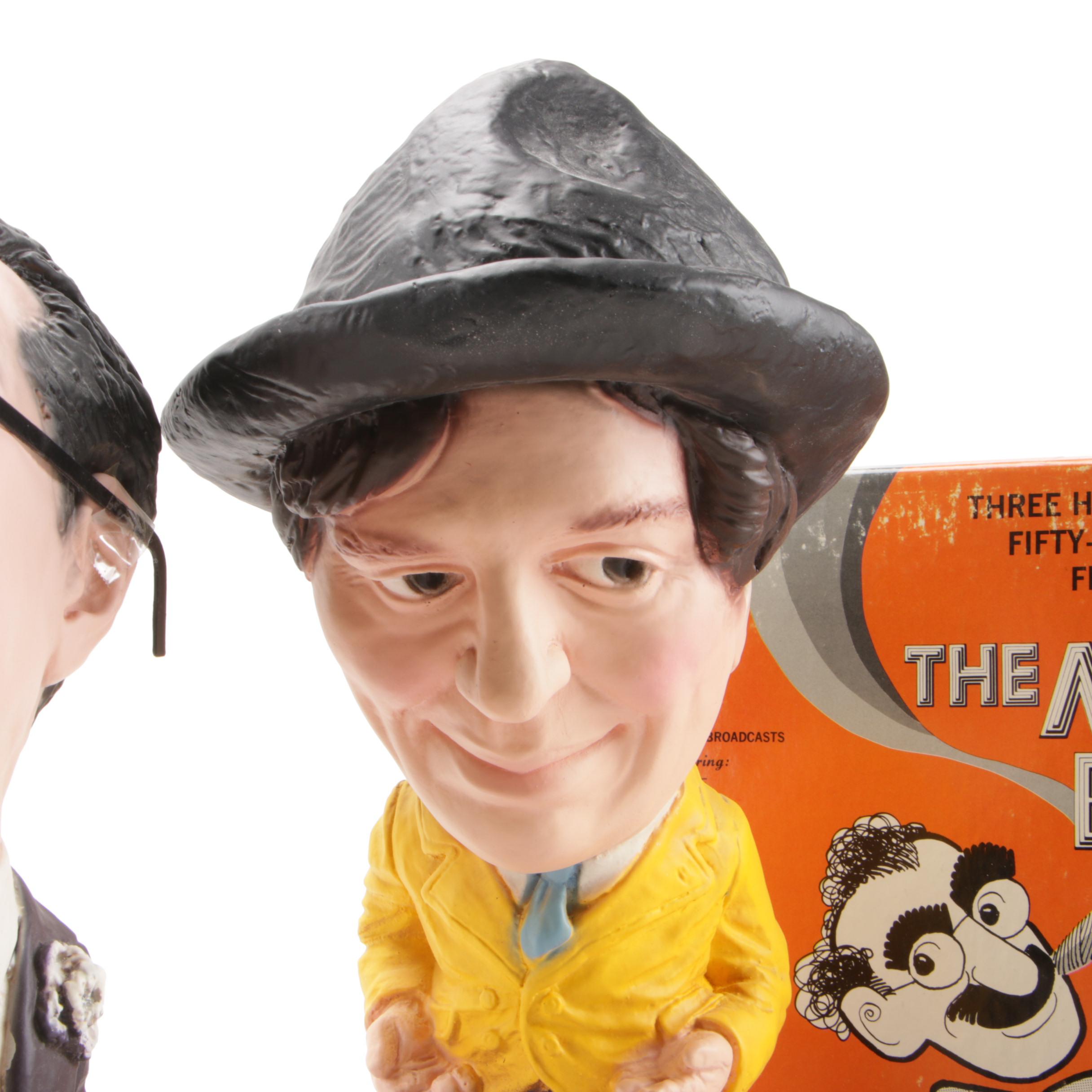 Cast Plaster Marx Brothers Figurines with Murray Hill Radio Broadcast Record Set