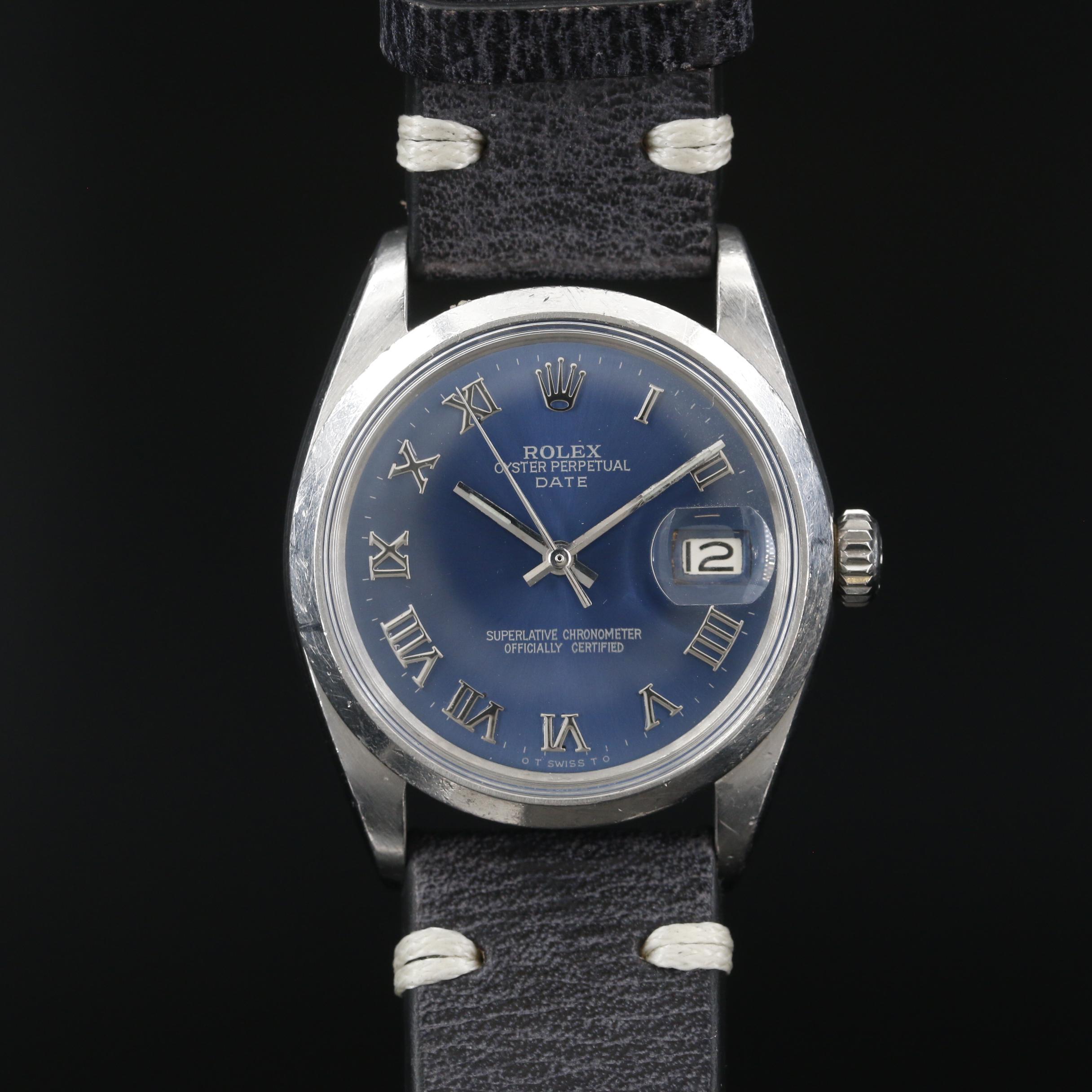 Rolex Date 34 mm Stainless Steel Automatic Watch, 1968