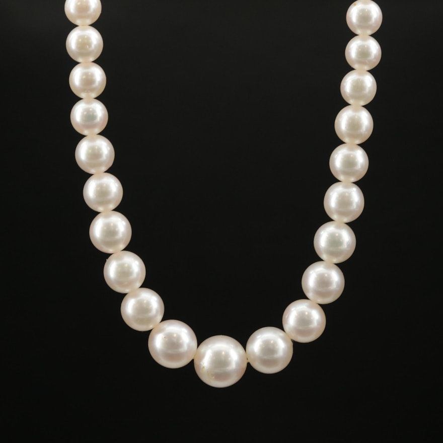 Pearl Graduating Necklace with 14K White Gold Clasp