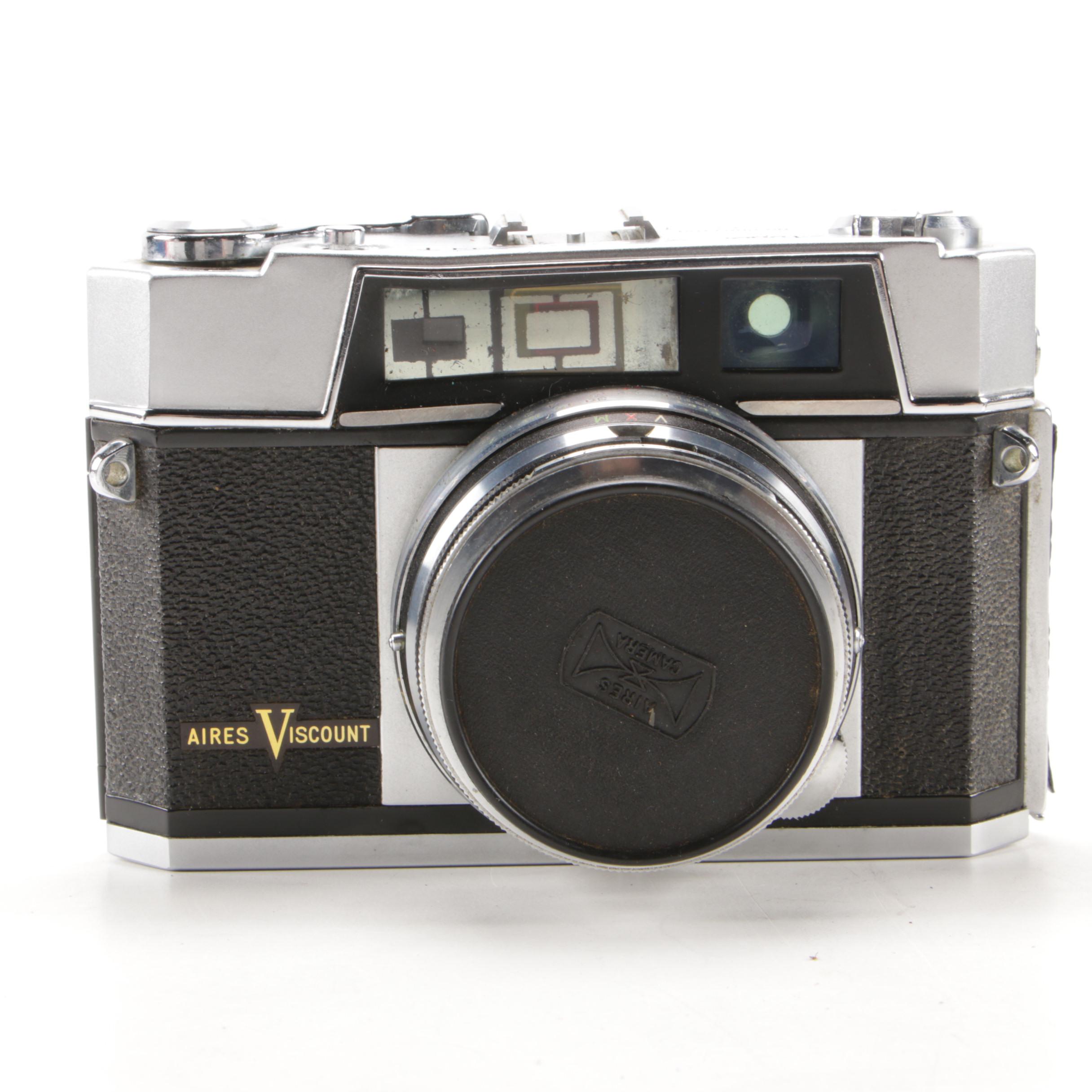 Aires Viscount Rangefinder Camera and Ricoh Auto 35 Camera, Vintage