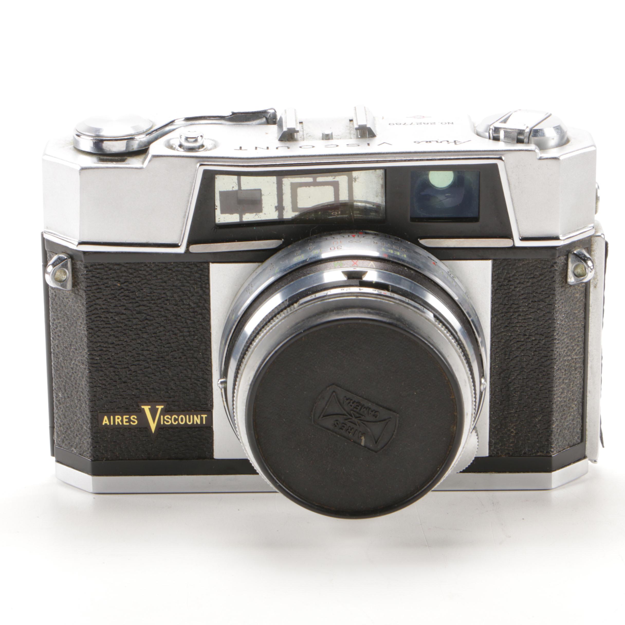 Aires Viscount Rangefinder Camera and Ricoh Auto 35 Camera, Vintage