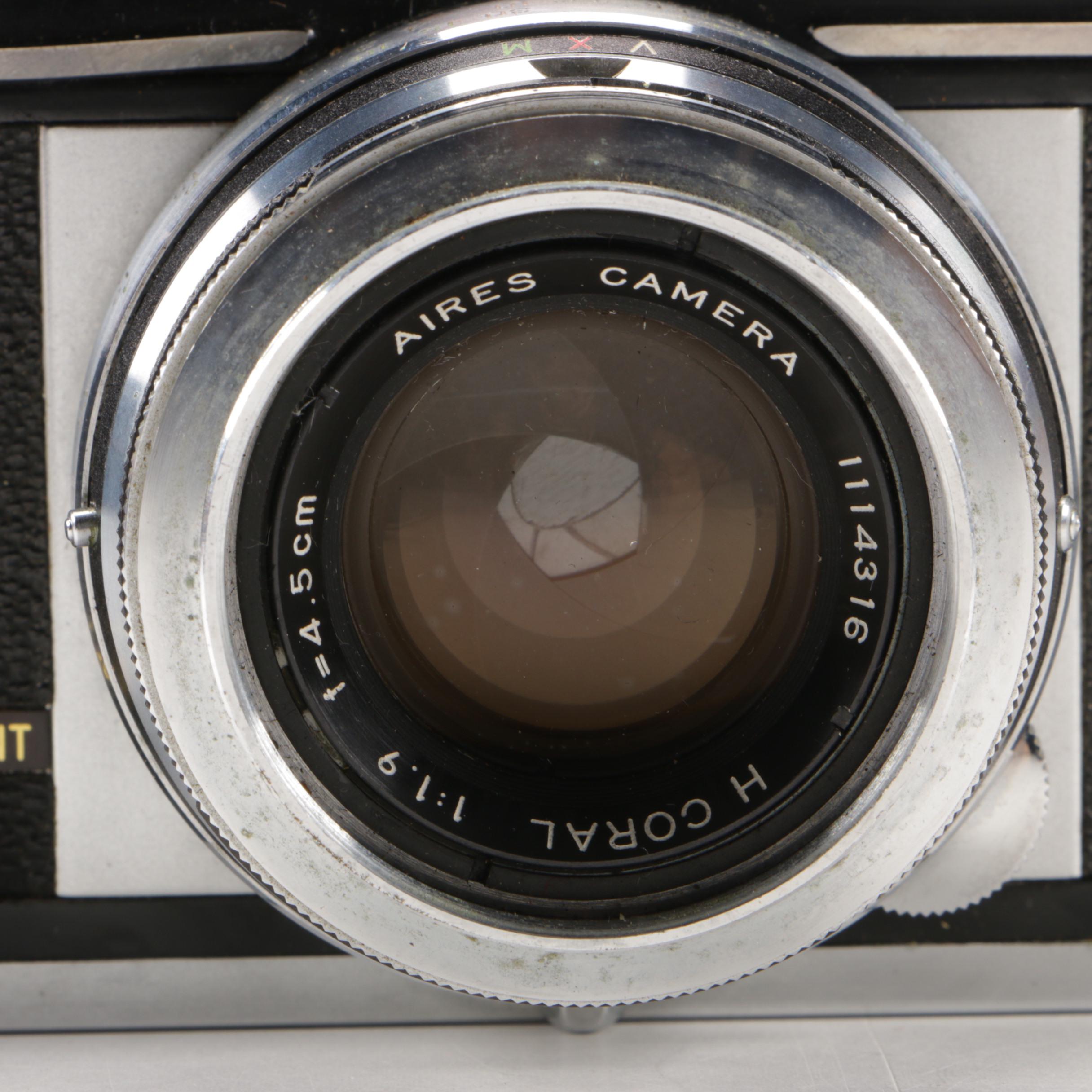 Aires Viscount Rangefinder Camera and Ricoh Auto 35 Camera, Vintage