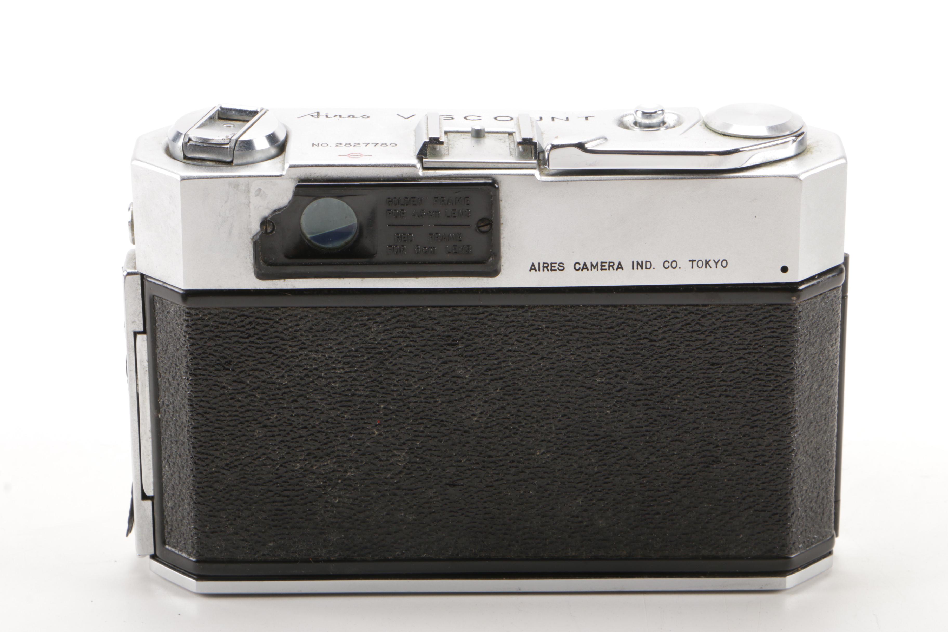 Aires Viscount Rangefinder Camera and Ricoh Auto 35 Camera, Vintage