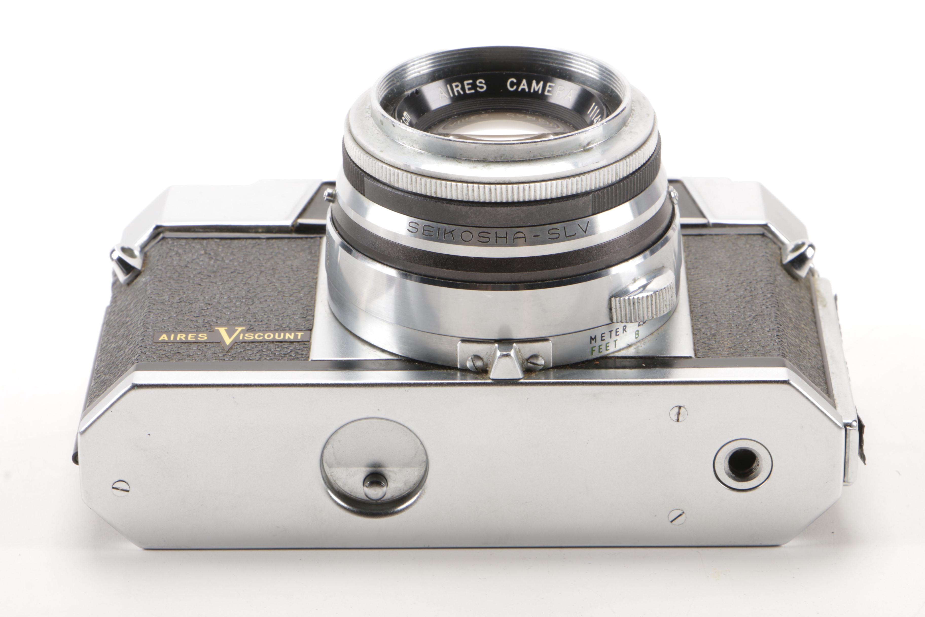 Aires Viscount Rangefinder Camera and Ricoh Auto 35 Camera, Vintage