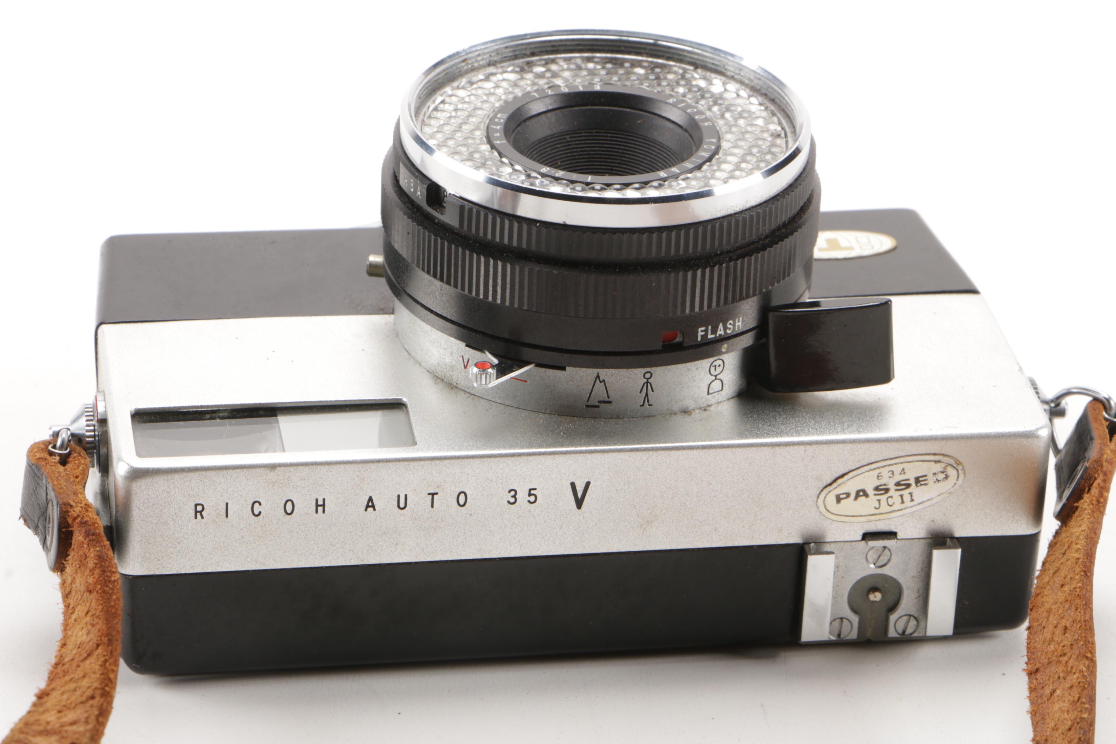 Aires Viscount Rangefinder Camera and Ricoh Auto 35 Camera, Vintage