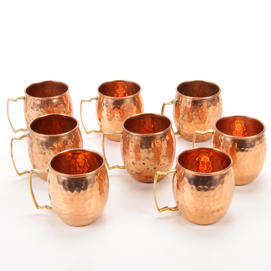 Eight Copper Moscow Mule Mug Set