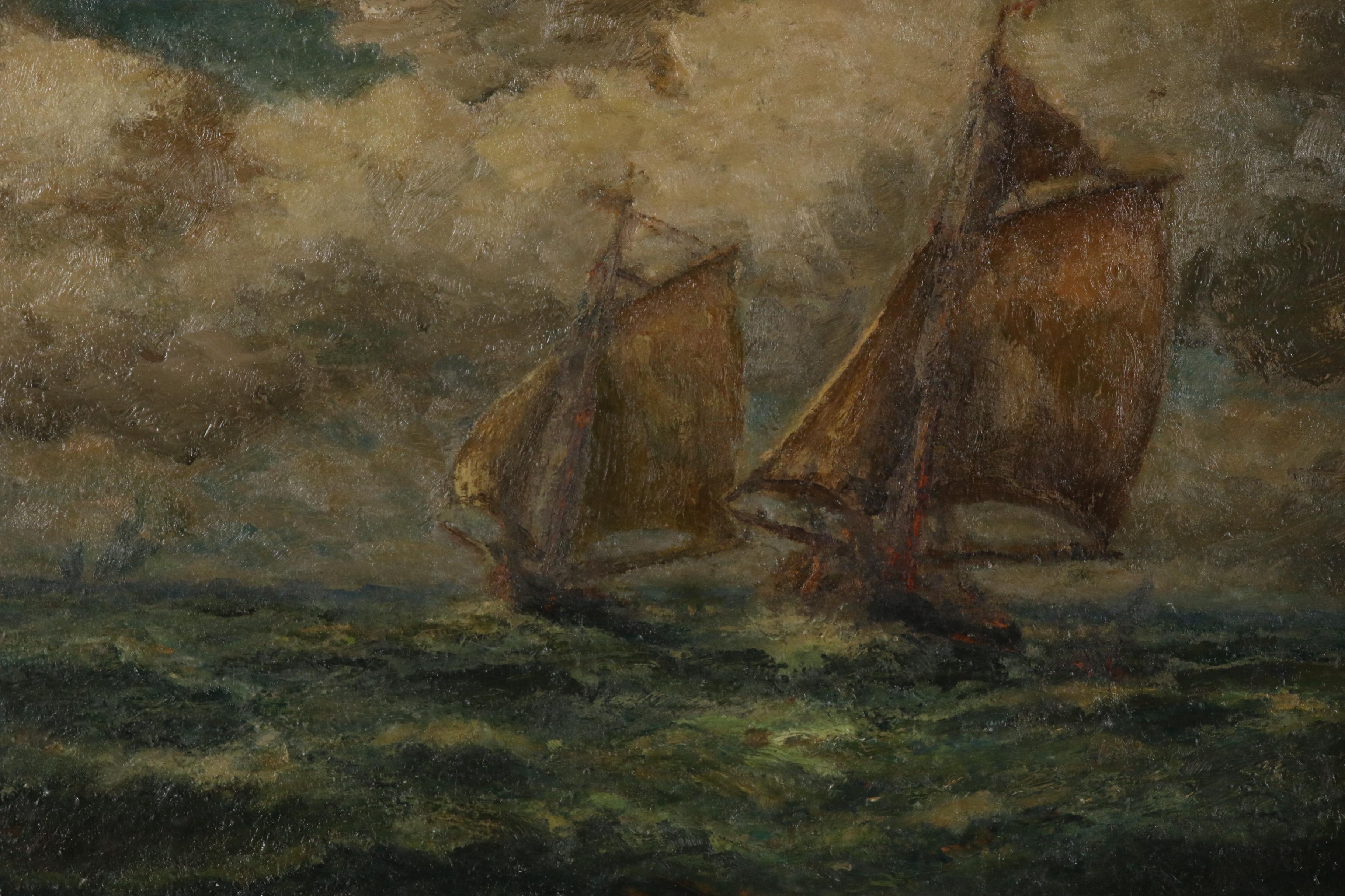 Archibald P. Wigle Maritime Oil Painting, Early 20th Century