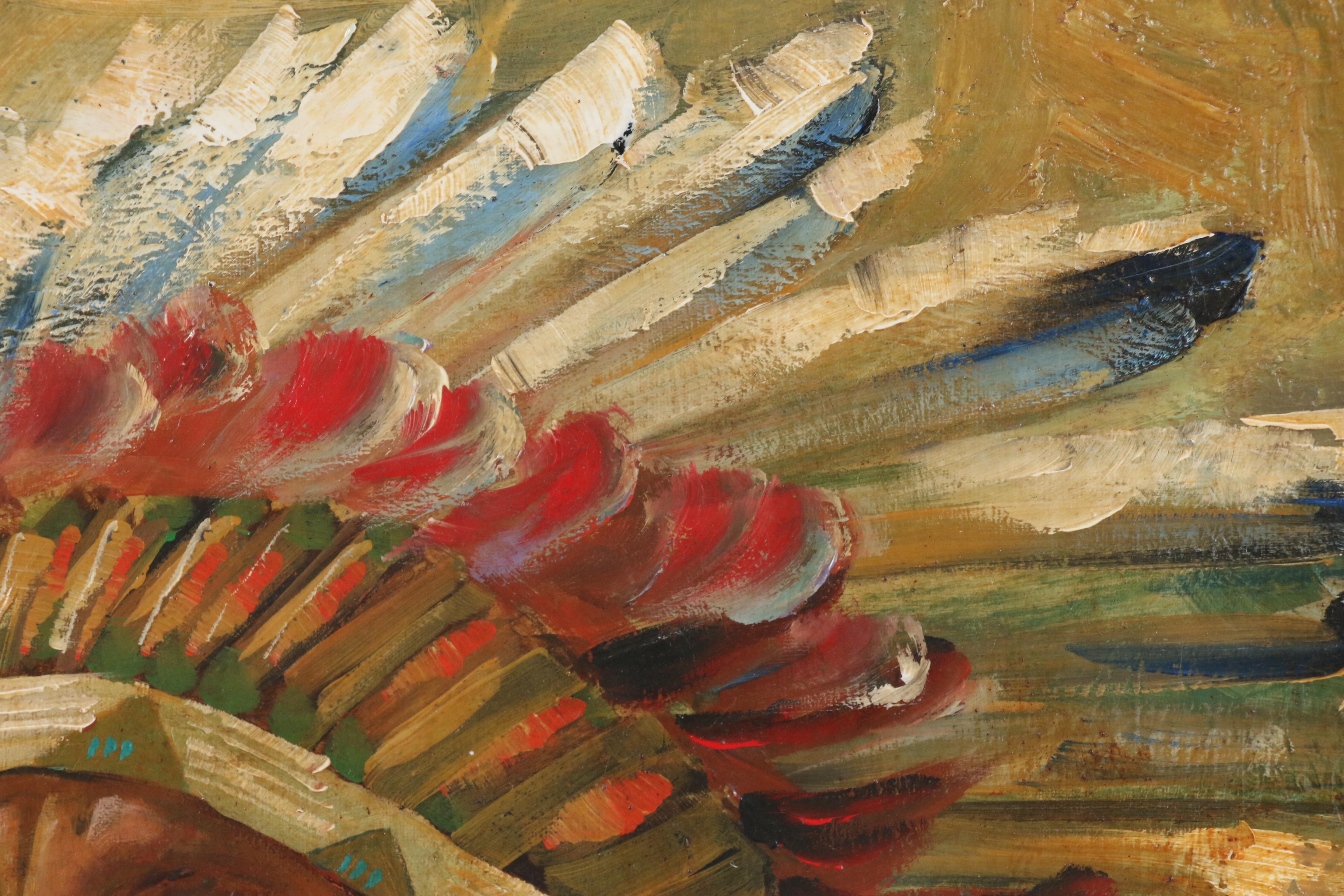 Oil Portrait of Native American in the Style of Olaf C. Seltzer