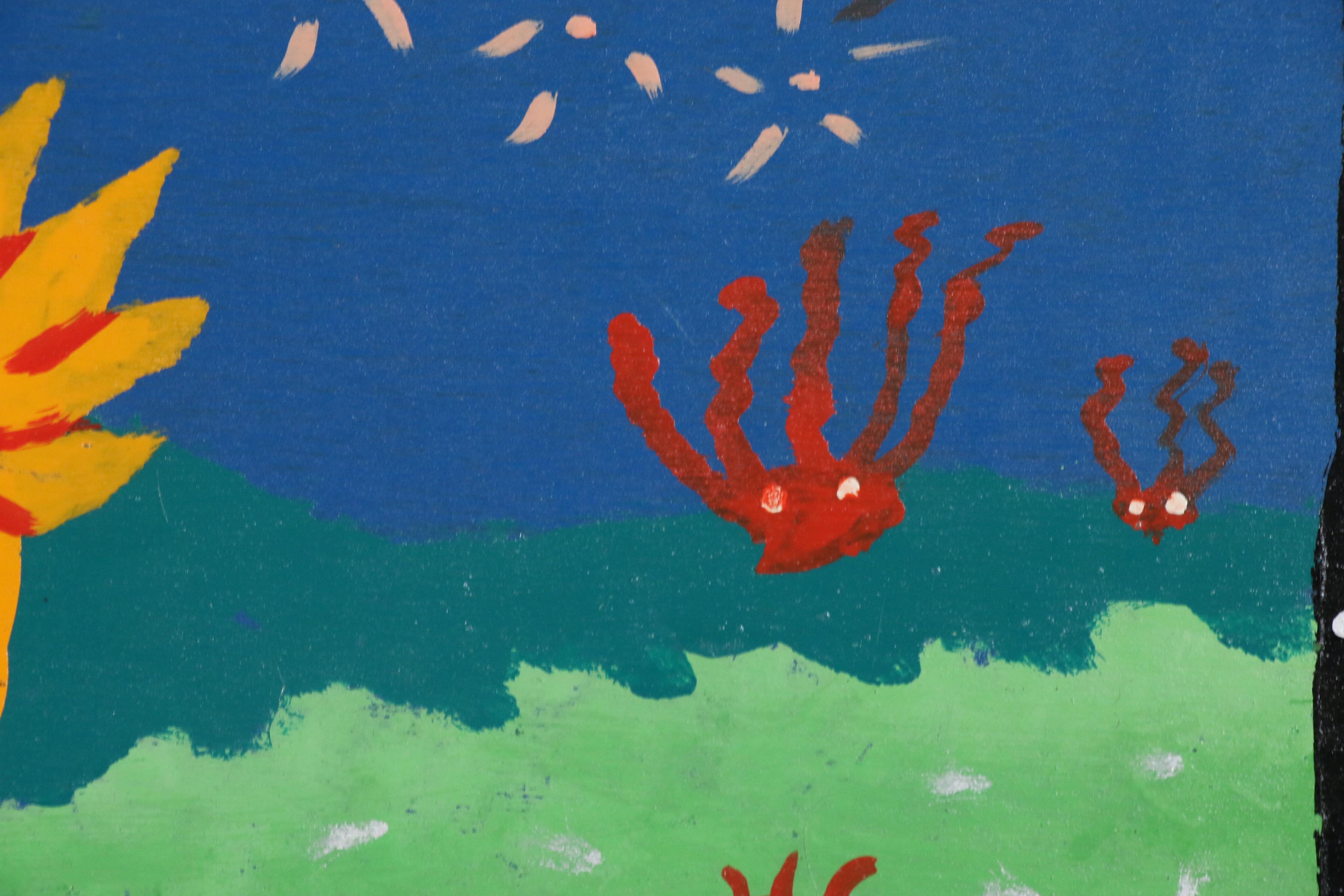 AR Gately Folk Art Acrylic Painting "Uncle Sam and the Dragon"