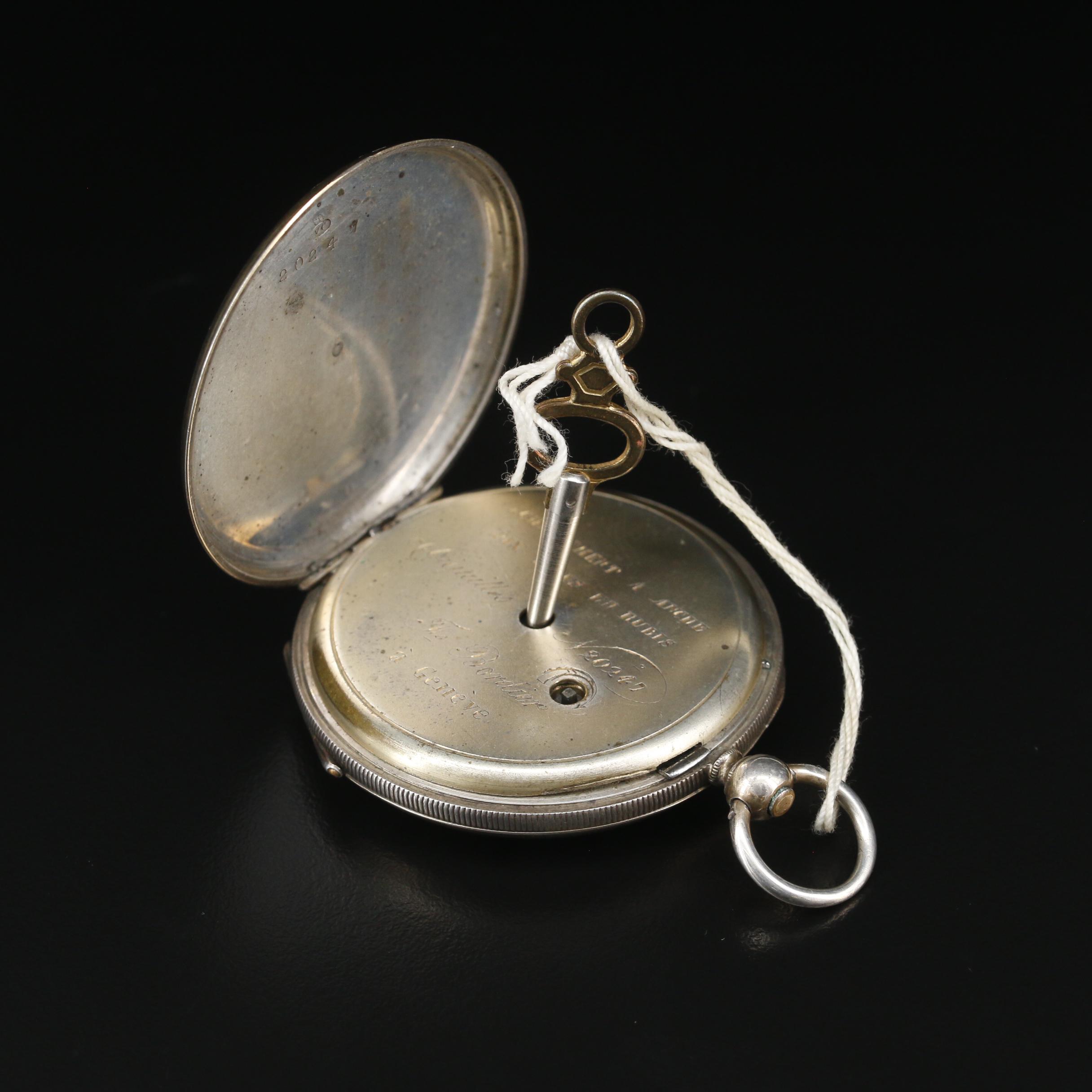 Bordier 800 Silver Pocket Watch and Tiffany & Co. Sterling Silver Letter Holder