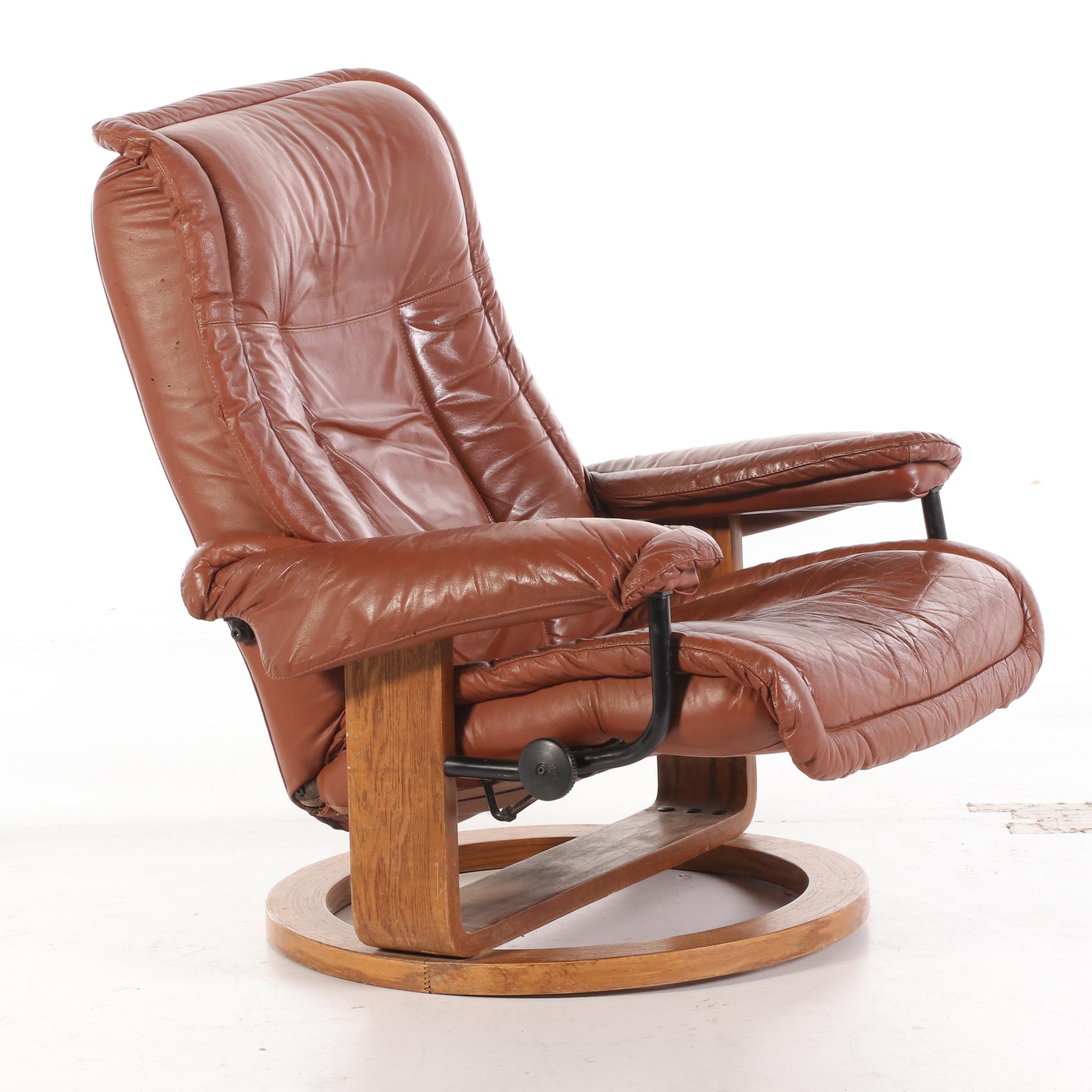Modern Faux Leather Reclining Arm Chair with Ottoman