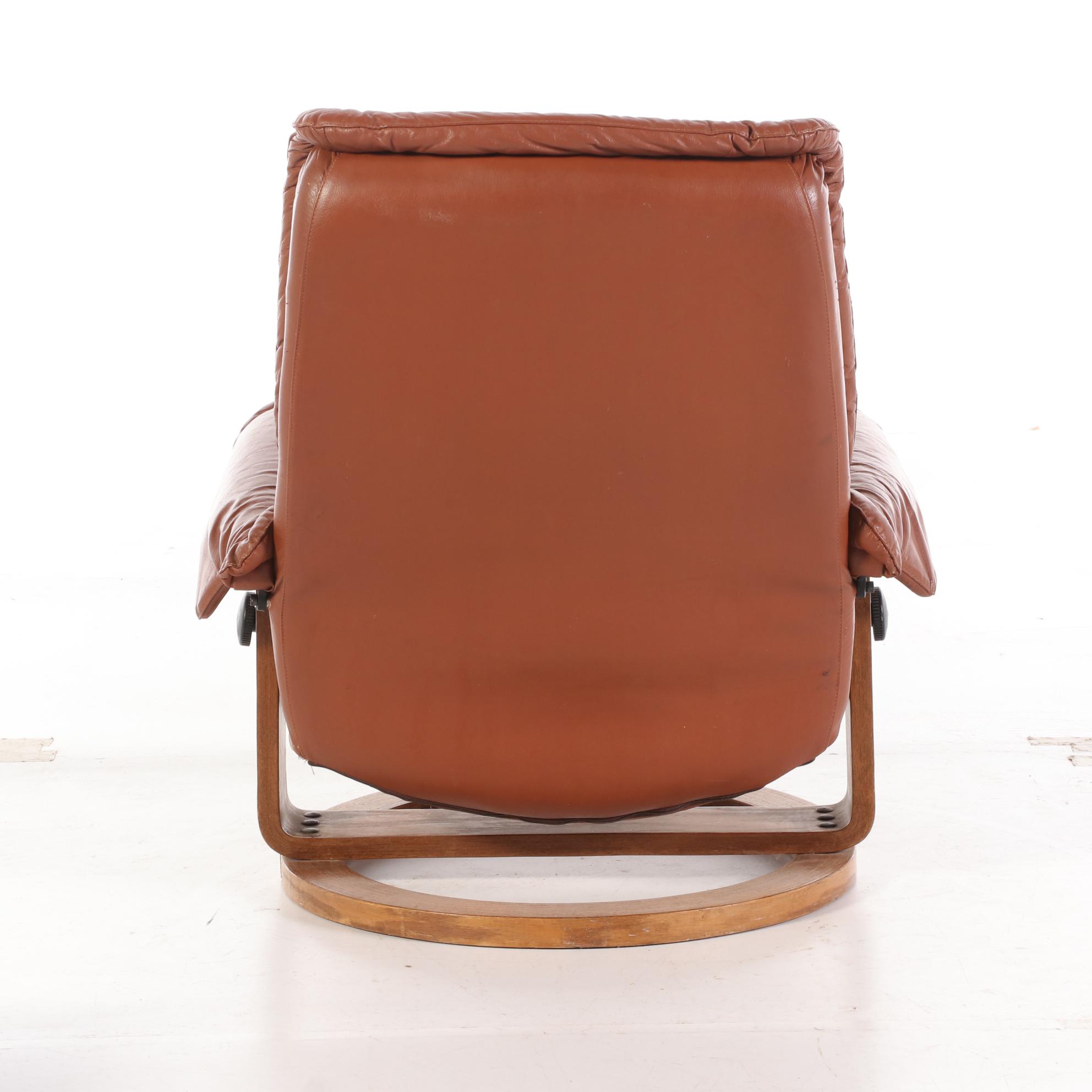 Modern Faux Leather Reclining Arm Chair with Ottoman