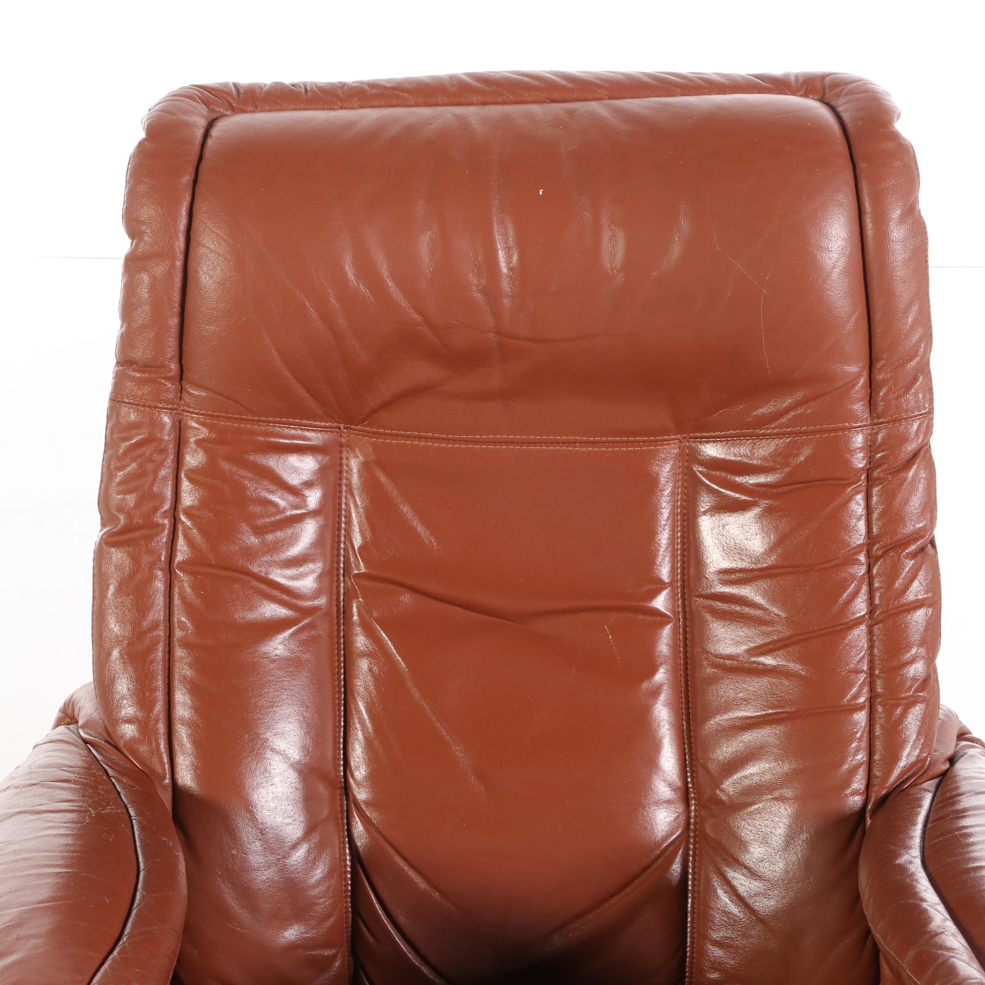 Modern Faux Leather Reclining Arm Chair with Ottoman