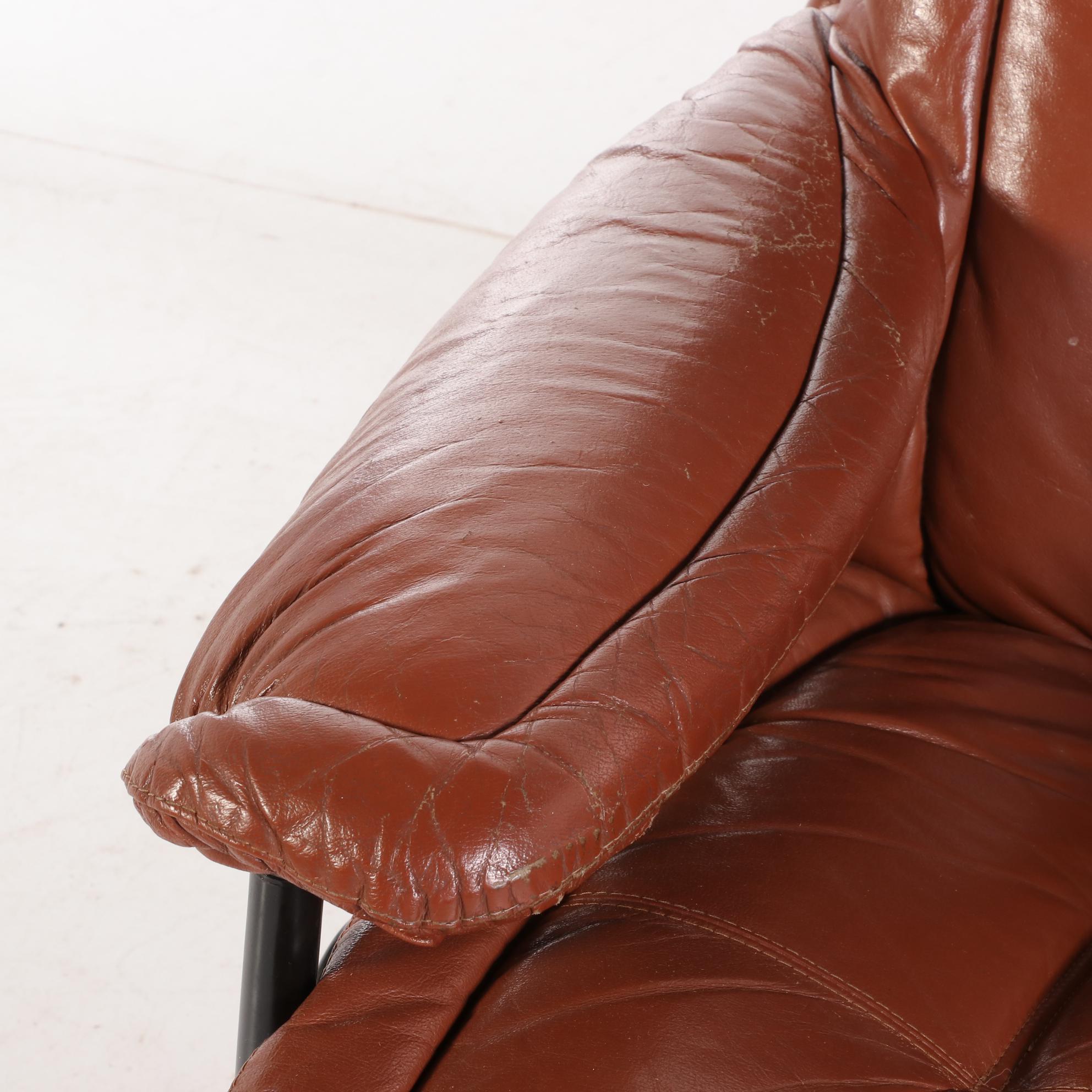 Modern Faux Leather Reclining Arm Chair with Ottoman