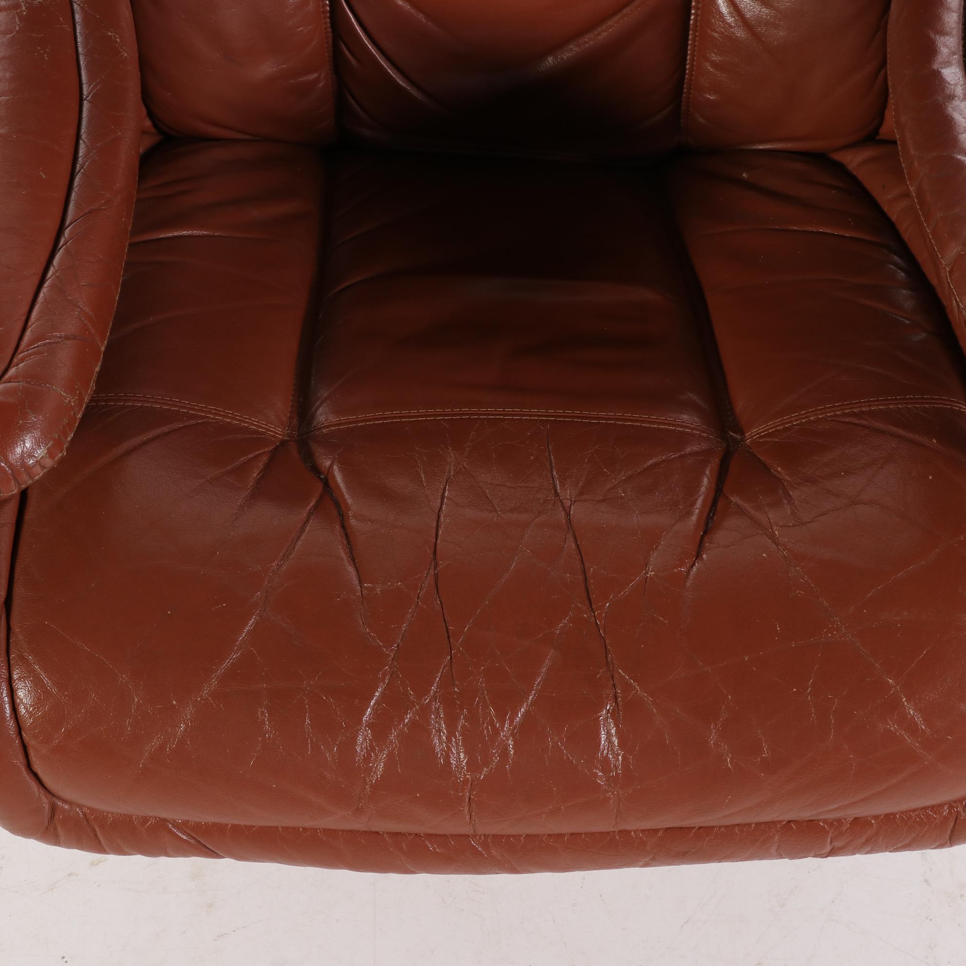 Modern Faux Leather Reclining Arm Chair with Ottoman