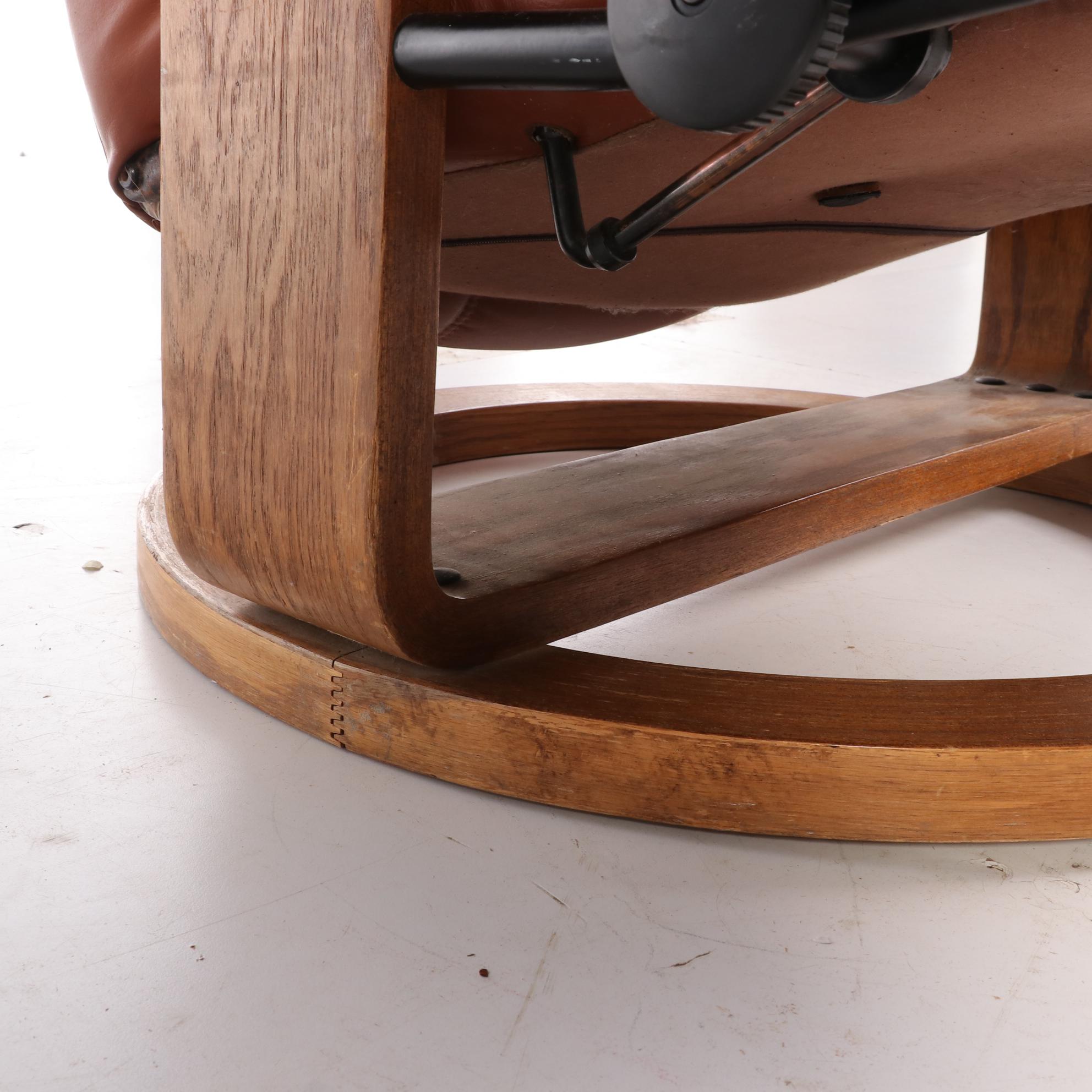 Modern Faux Leather Reclining Arm Chair with Ottoman