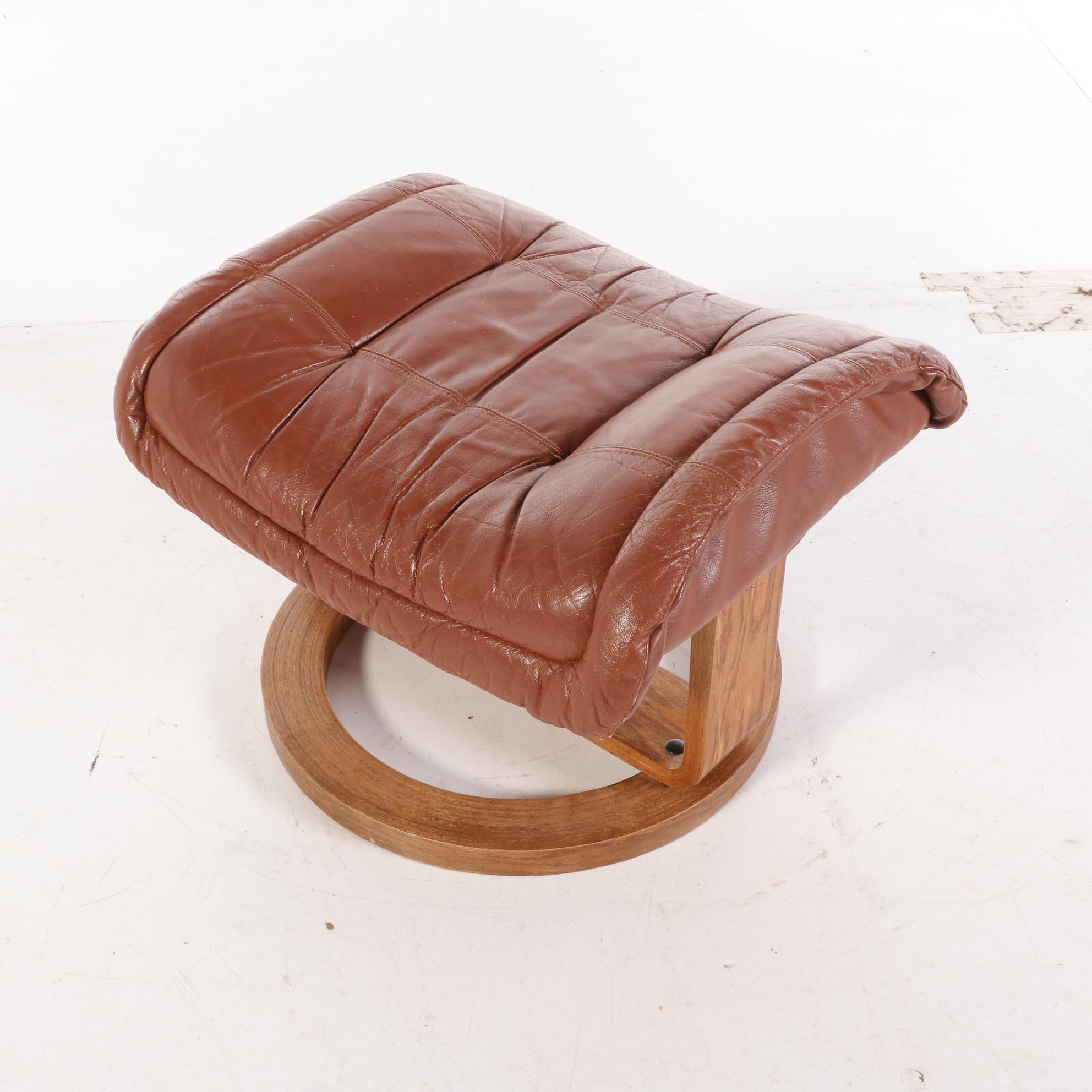 Modern Faux Leather Reclining Arm Chair with Ottoman
