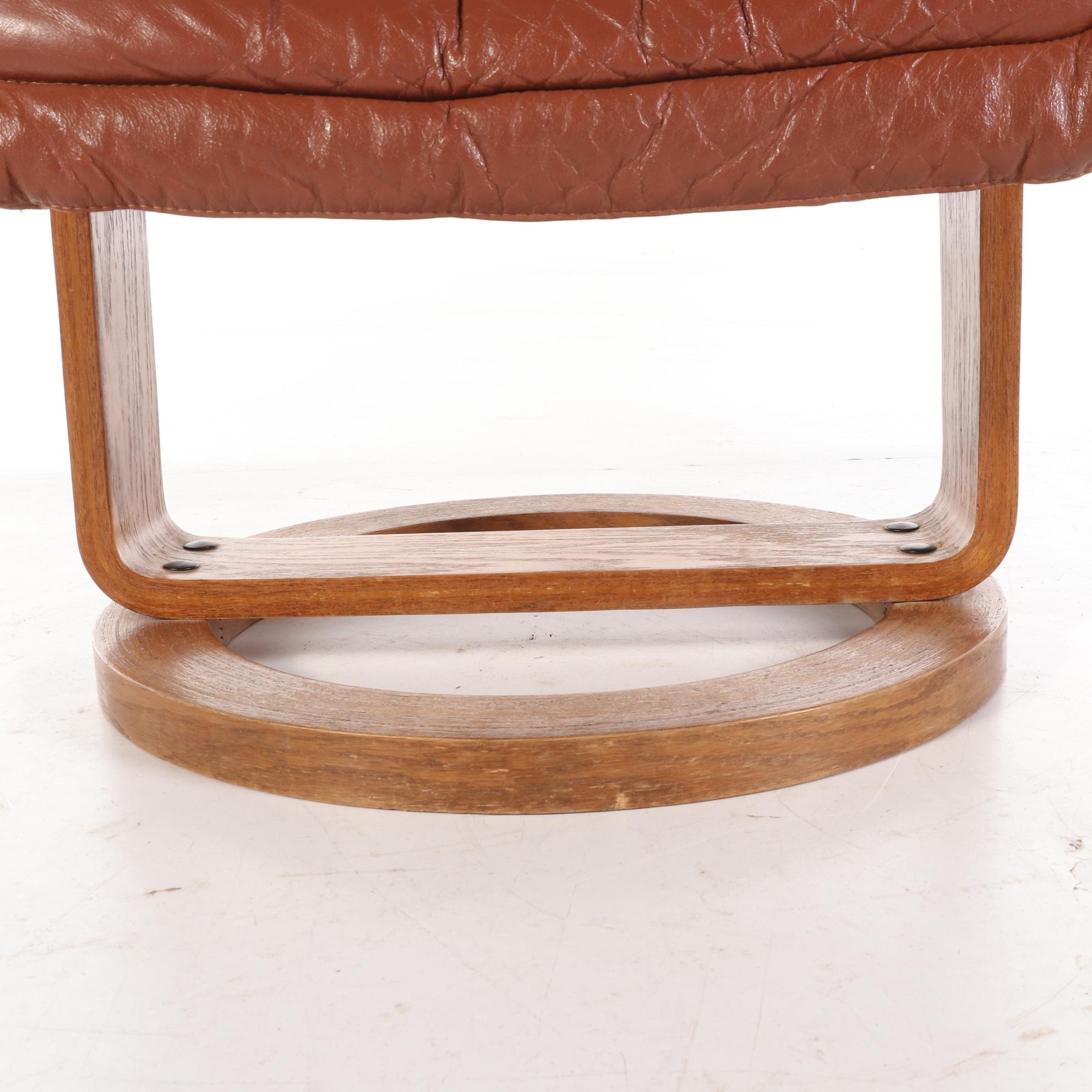 Modern Faux Leather Reclining Arm Chair with Ottoman