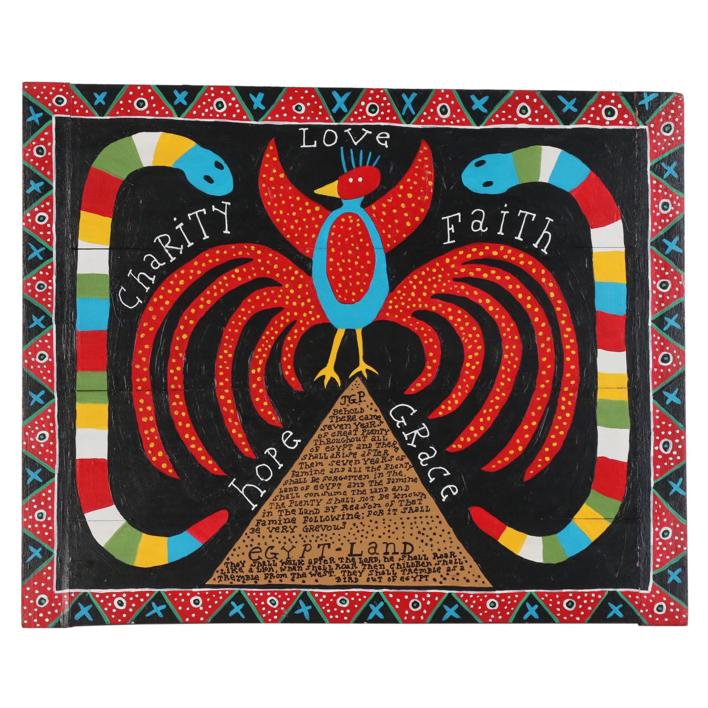 Jim Gary Phillips Folk Art Acrylic Painting "The New Bird"