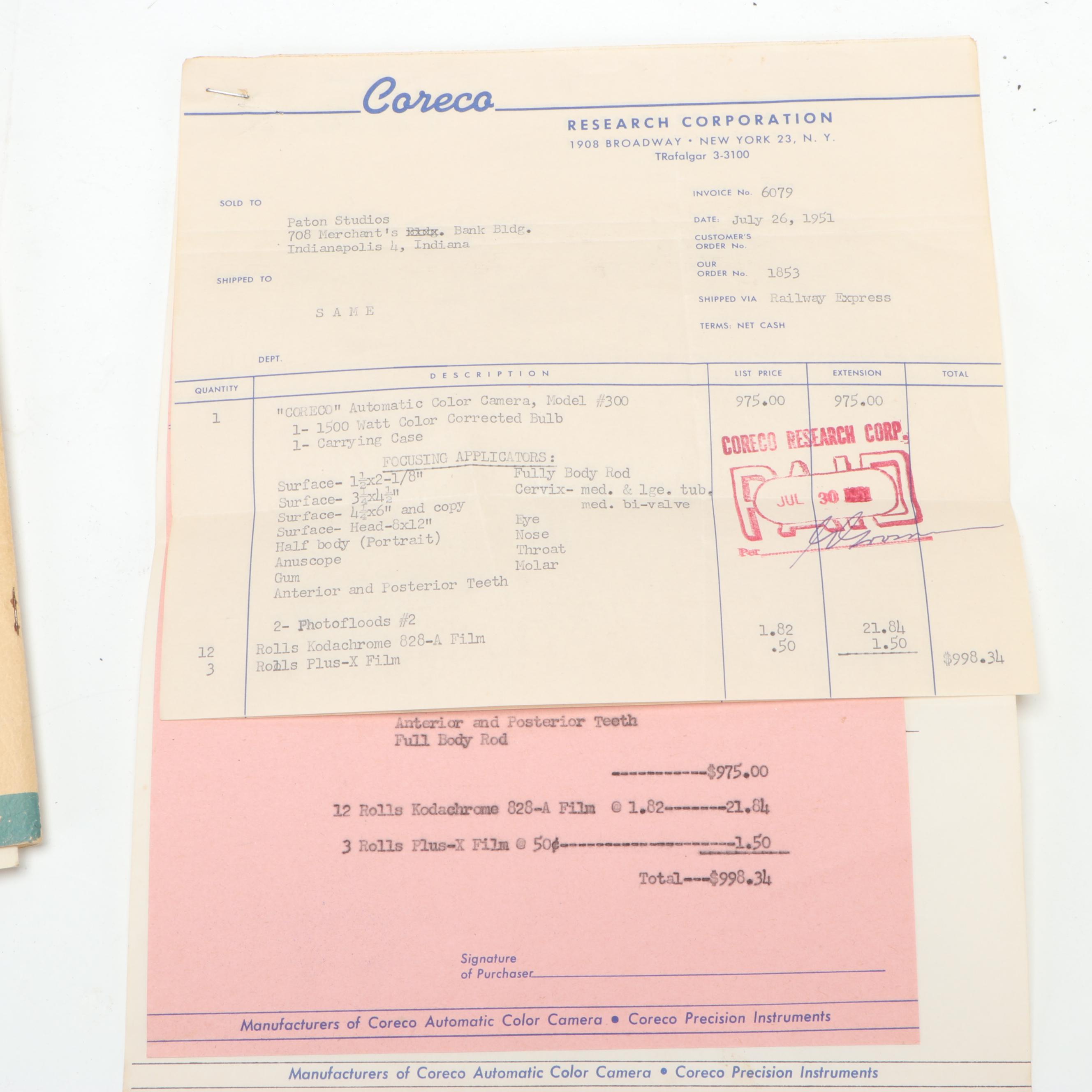 Coreco Research Co. Bucky Model 300 Automatic Film Medical Camera, 1940s