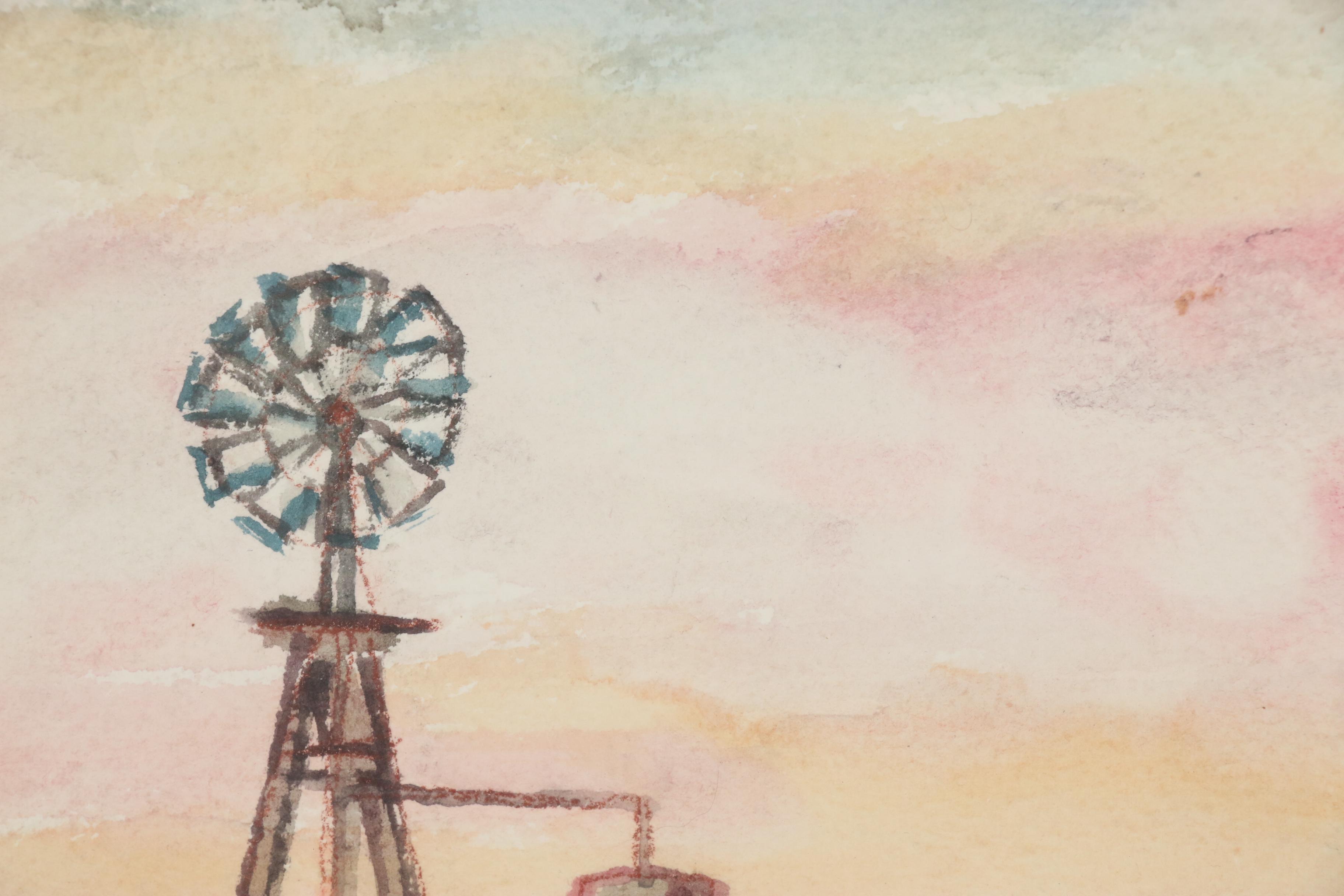 David Davidovich Burliuk Watercolor Painting of Rural New Mexico