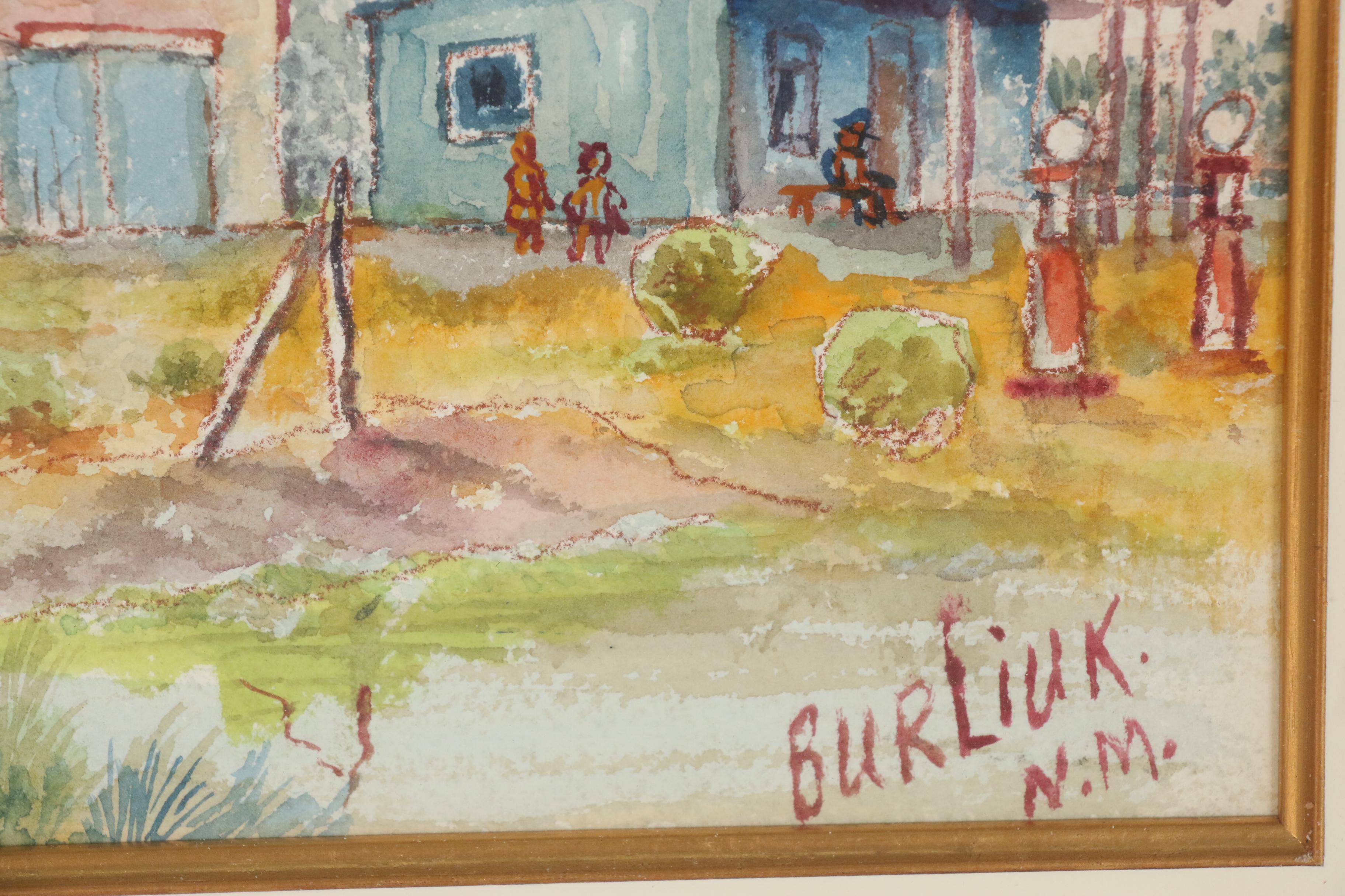 David Davidovich Burliuk Watercolor Painting of Rural New Mexico