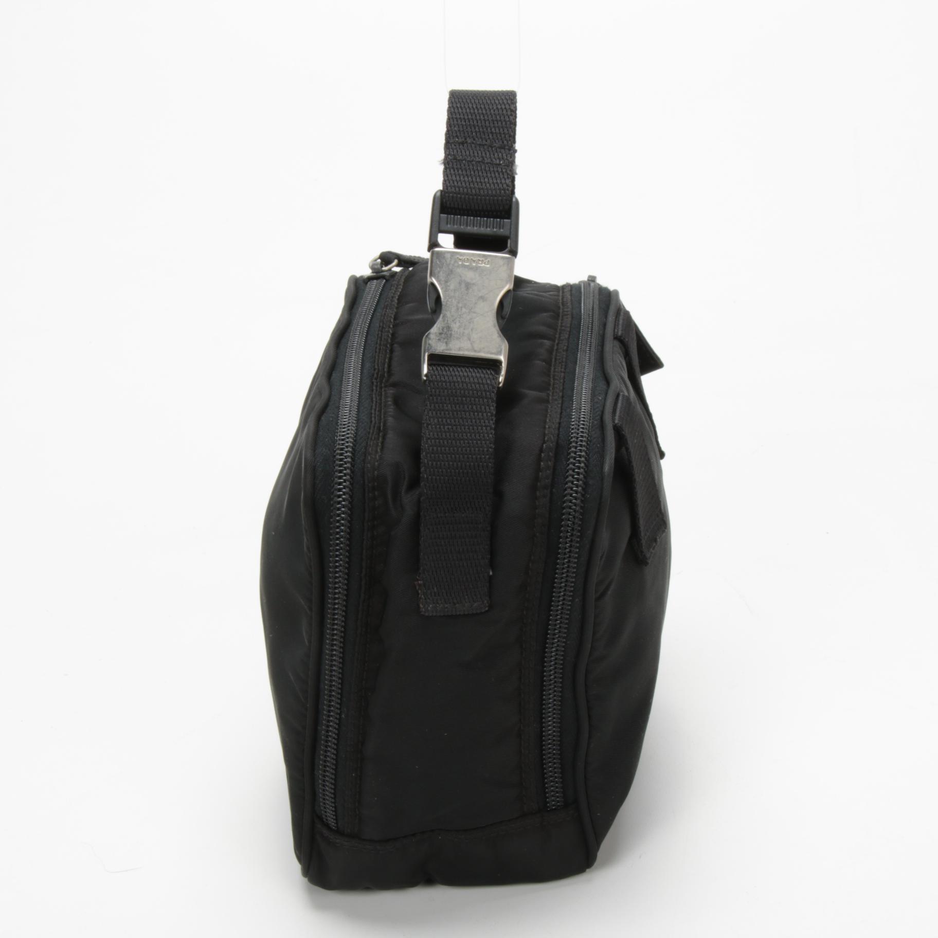 Prada Black Tessuto Nylon Double Zip Two-Way Belt Bag