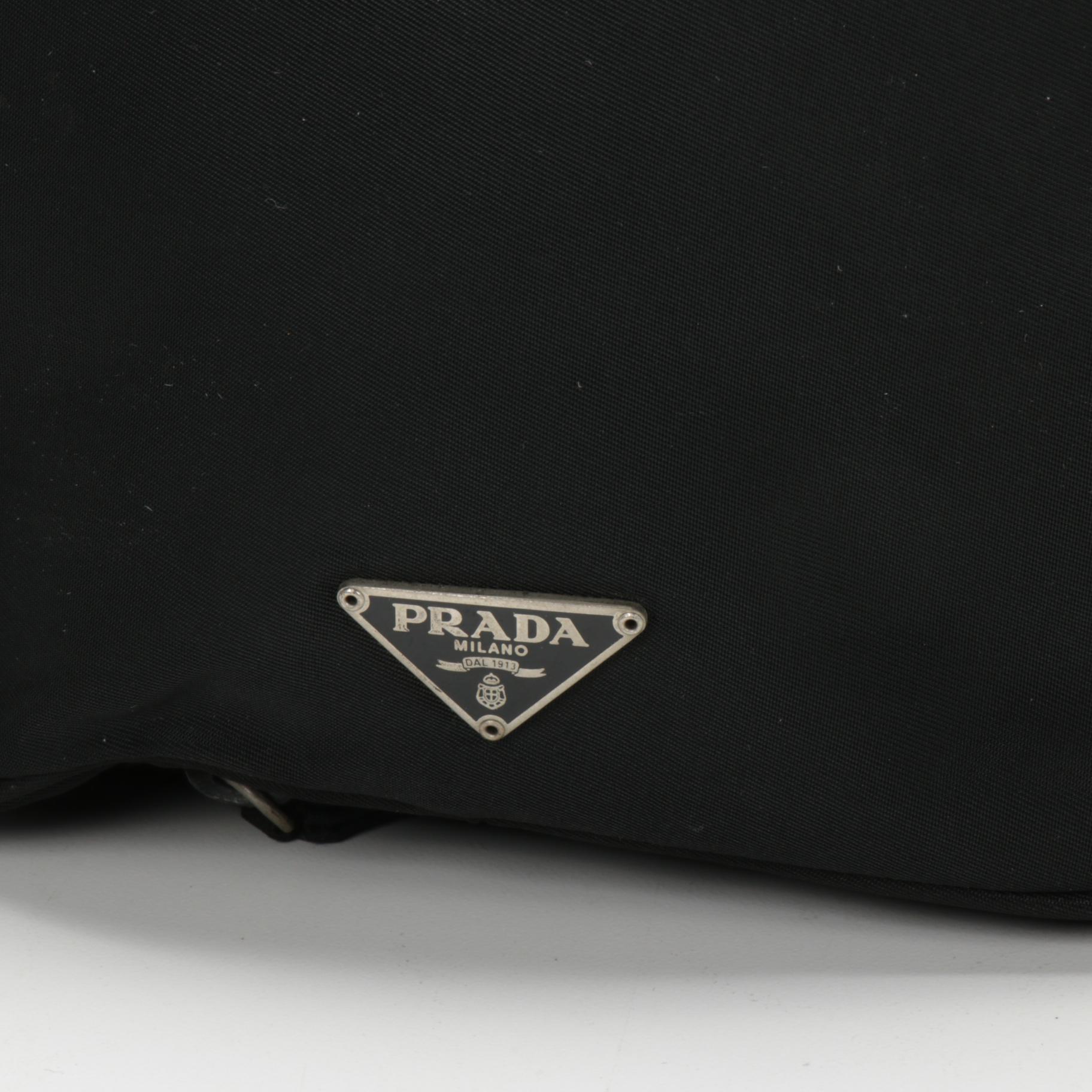 Prada Black Tessuto Nylon Double Zip Two-Way Belt Bag