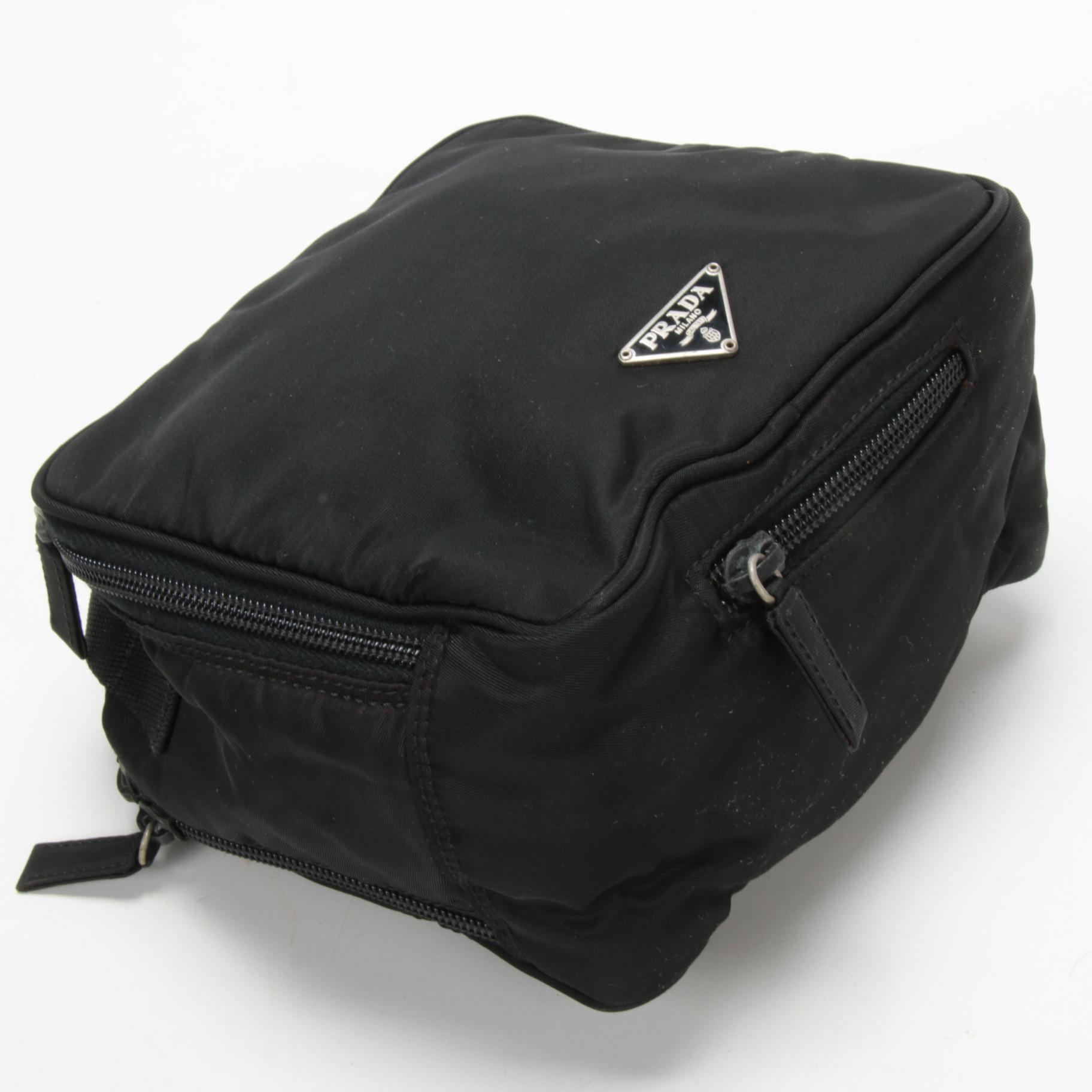 Prada Black Tessuto Nylon Double Zip Two-Way Belt Bag