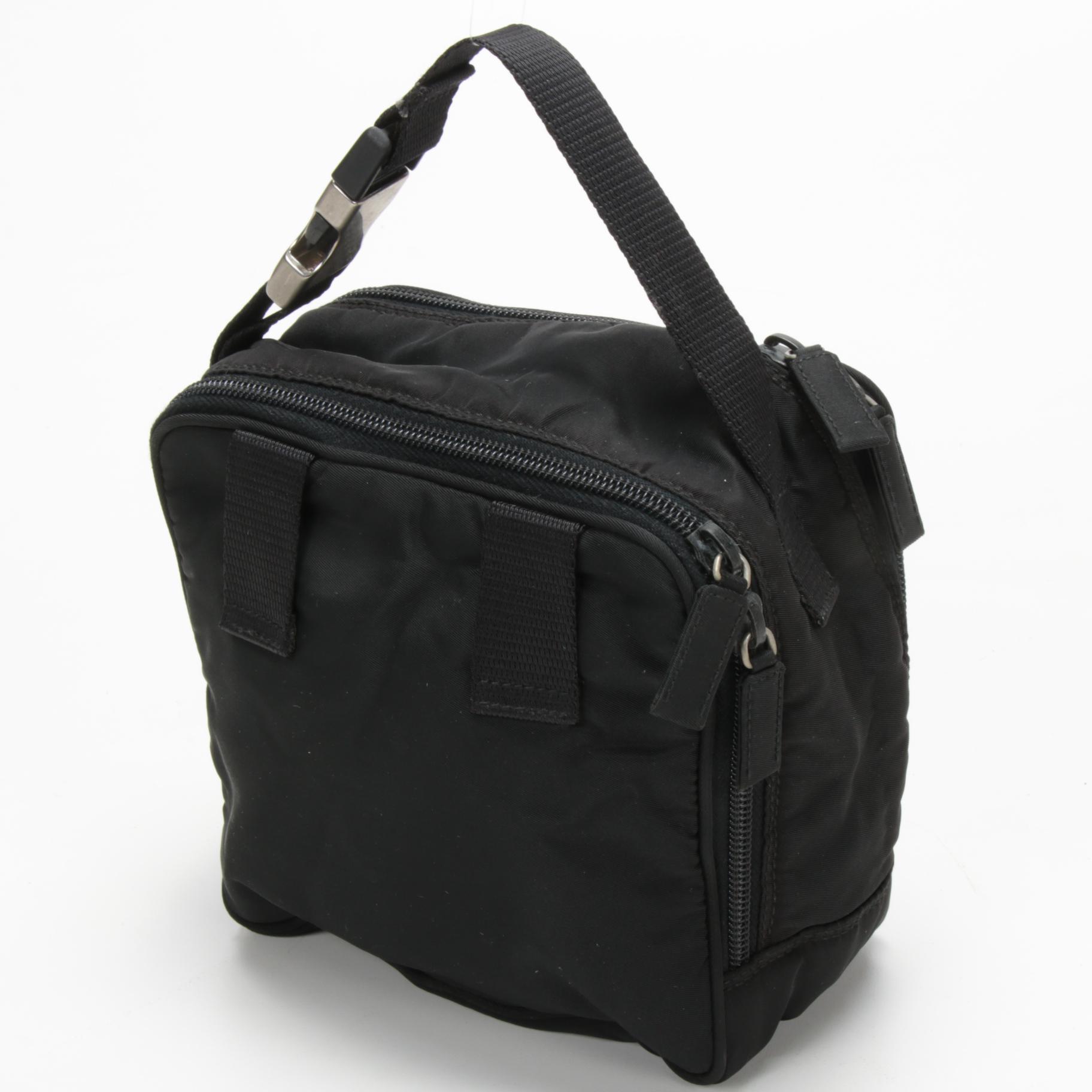 Prada Black Tessuto Nylon Double Zip Two-Way Belt Bag