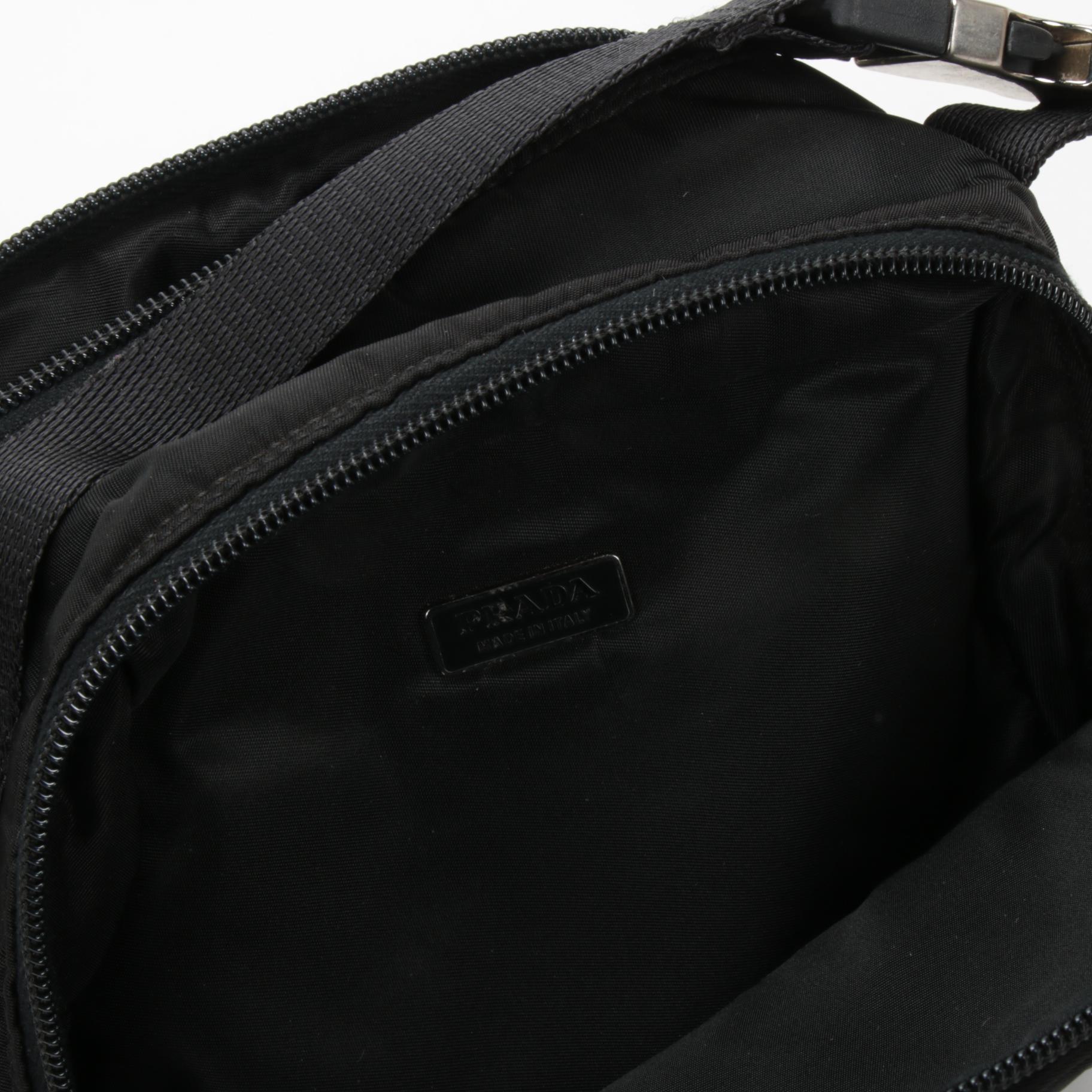 Prada Black Tessuto Nylon Double Zip Two-Way Belt Bag