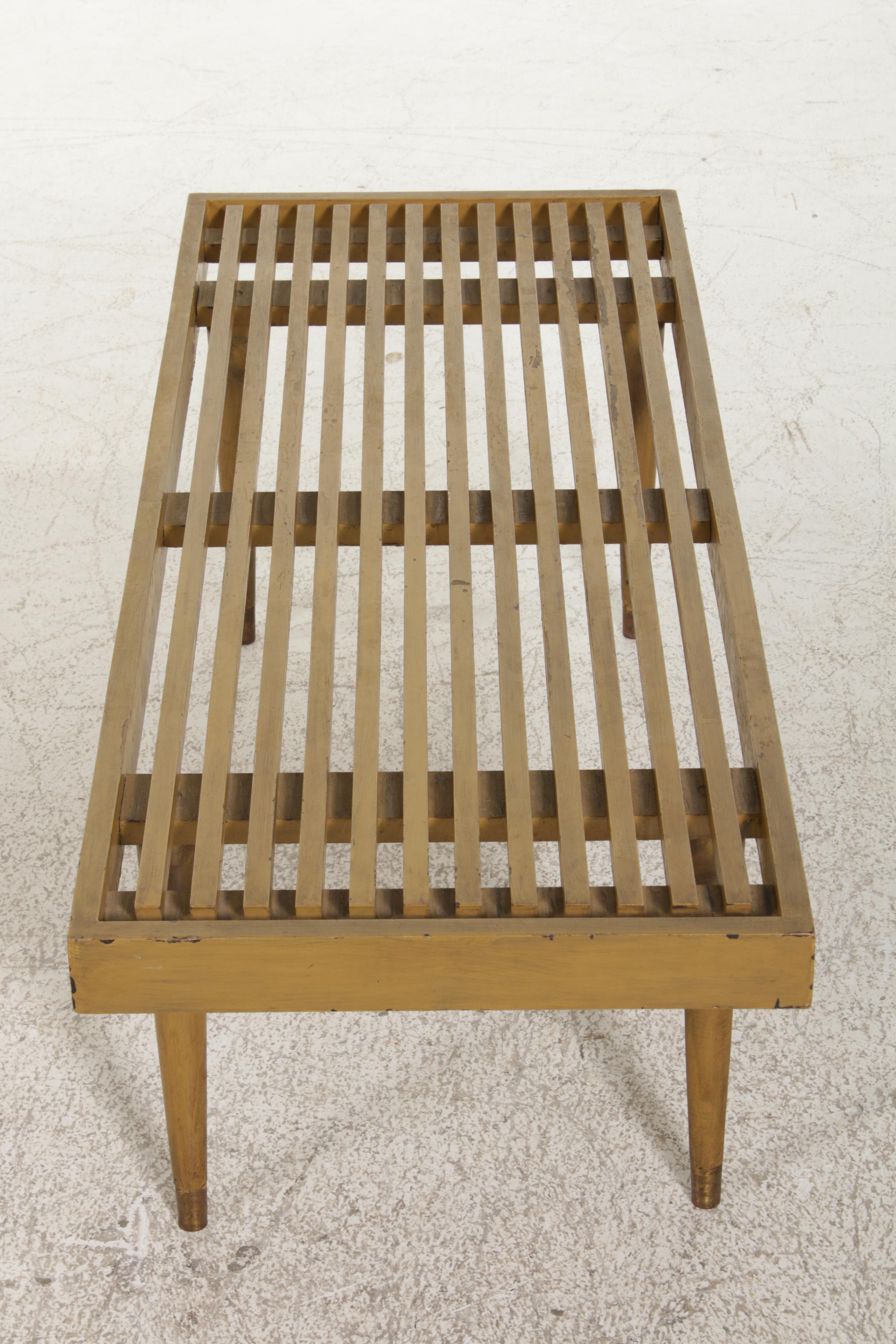 Mid Century Modern Slatted Wood Bench or Low Table in the Style of George Nelson