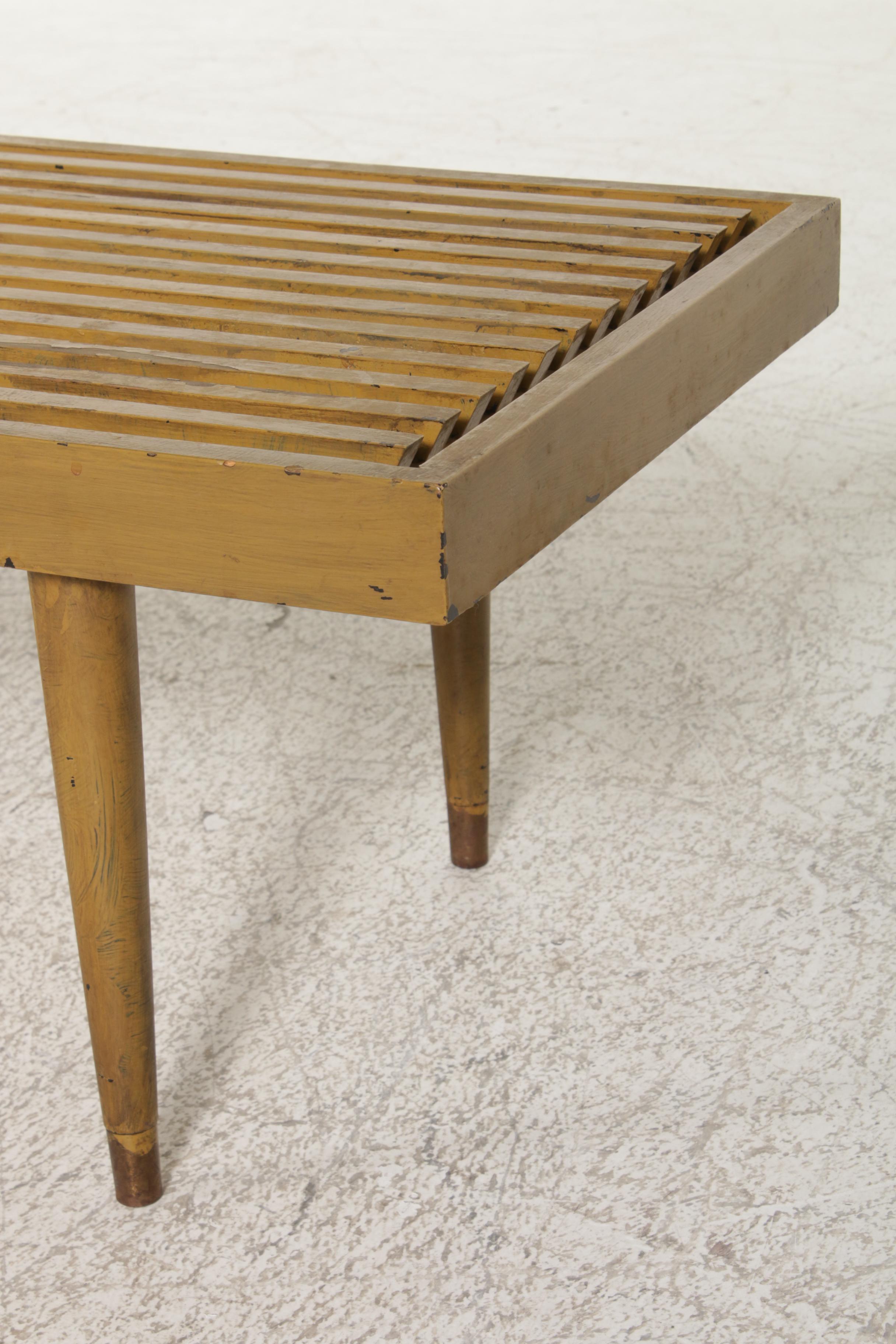 Mid Century Modern Slatted Wood Bench or Low Table in the Style of George Nelson