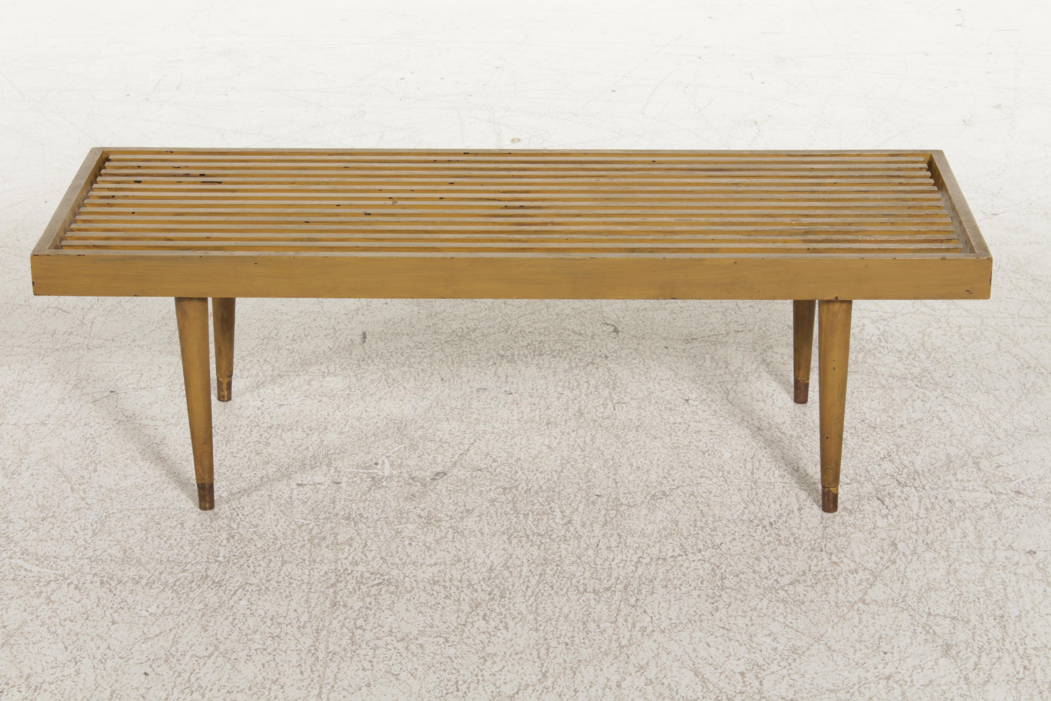 Mid Century Modern Slatted Wood Bench or Low Table in the Style of George Nelson